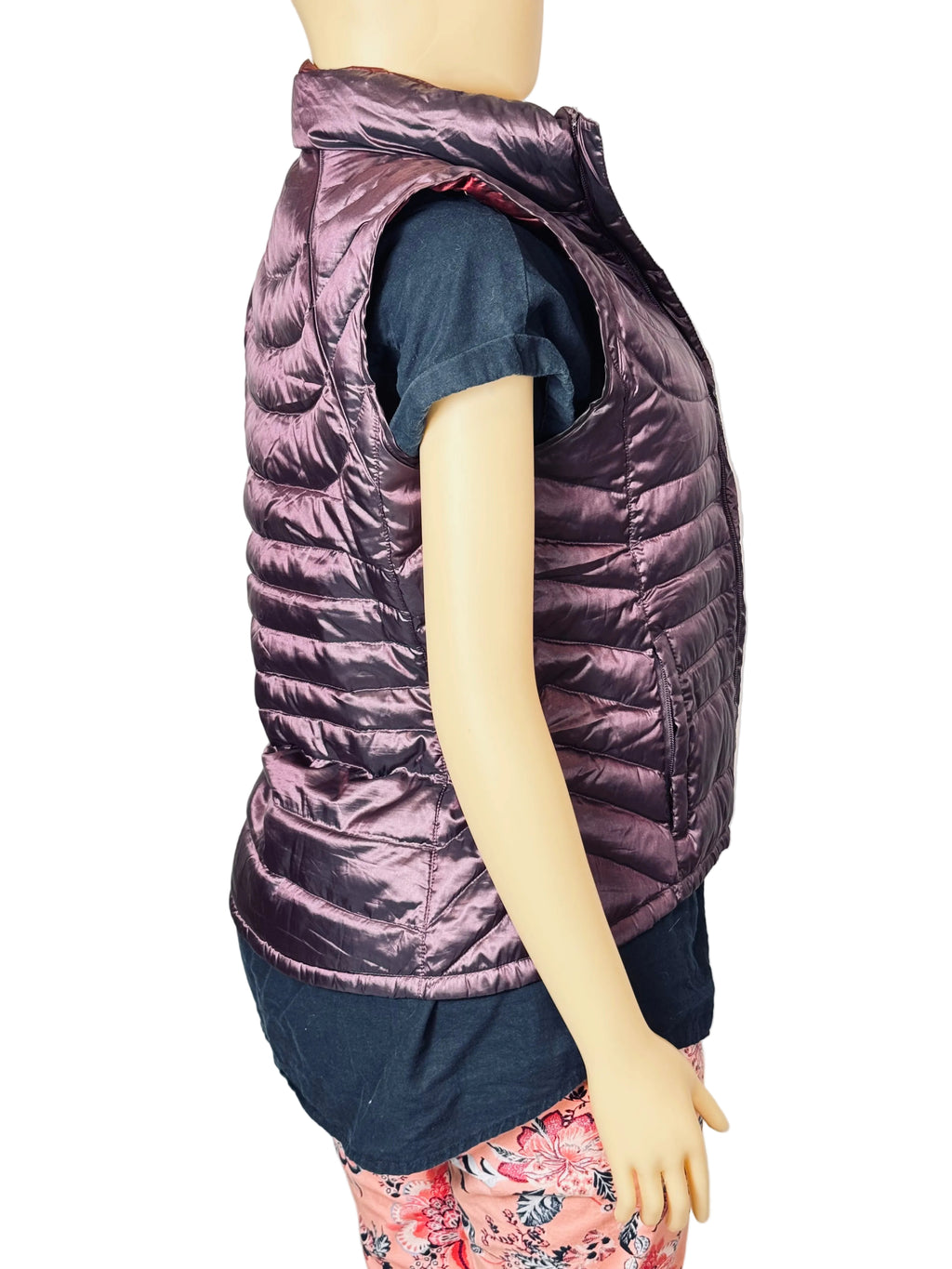 Bernardo Goose Down Quilted Puffer Vest Women's S Purple Pre-Owned Excellent