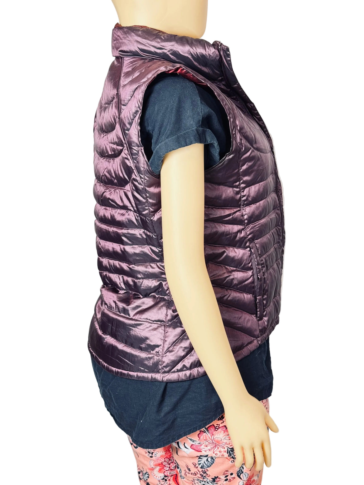 Bernardo Goose Down Quilted Puffer Vest Women's S Purple Pre-Owned Excellent
