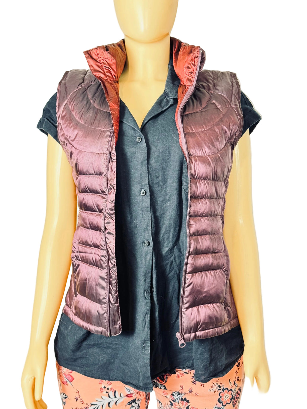 Bernardo Goose Down Quilted Puffer Vest Women's S Purple Pre-Owned Excellent