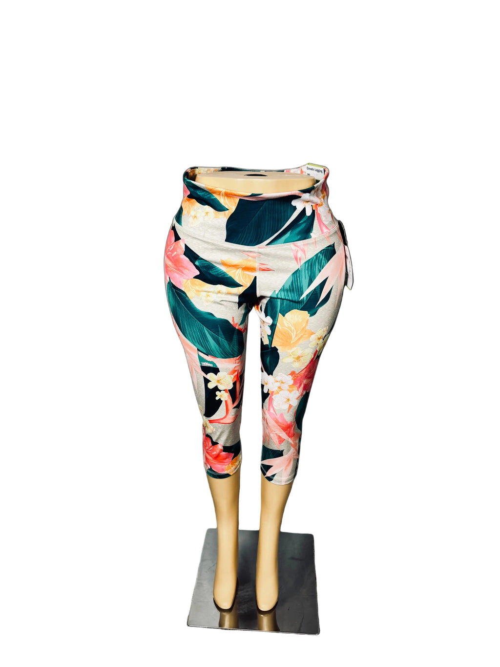 Pre-Owned High Rise Elevate Athletic Cropped Leggings Women’s XL Green Orange White Black Yellow