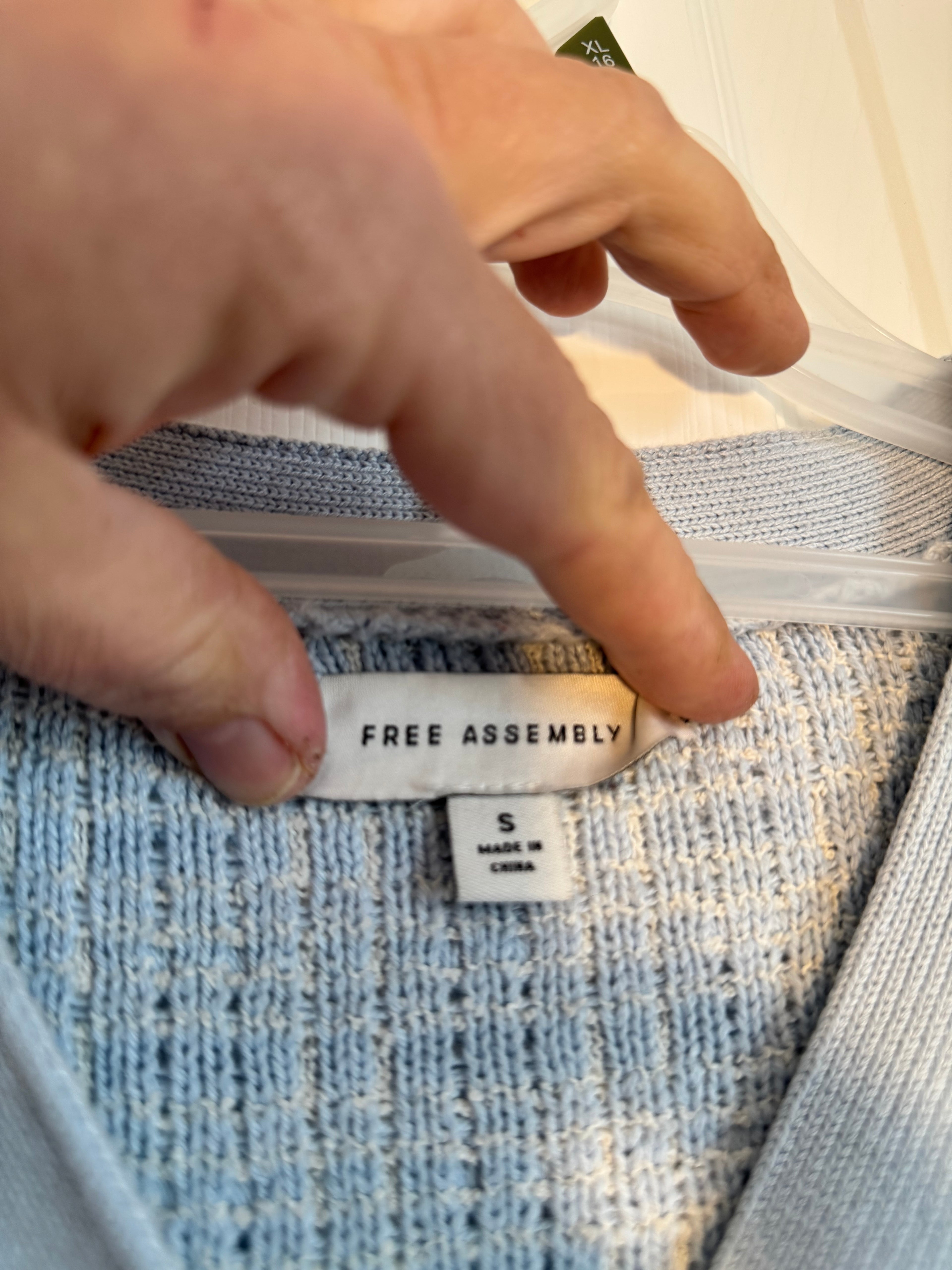 Free Assembly Light Blue Tweed Knit Cardigan Sweater Size S Small Pastel