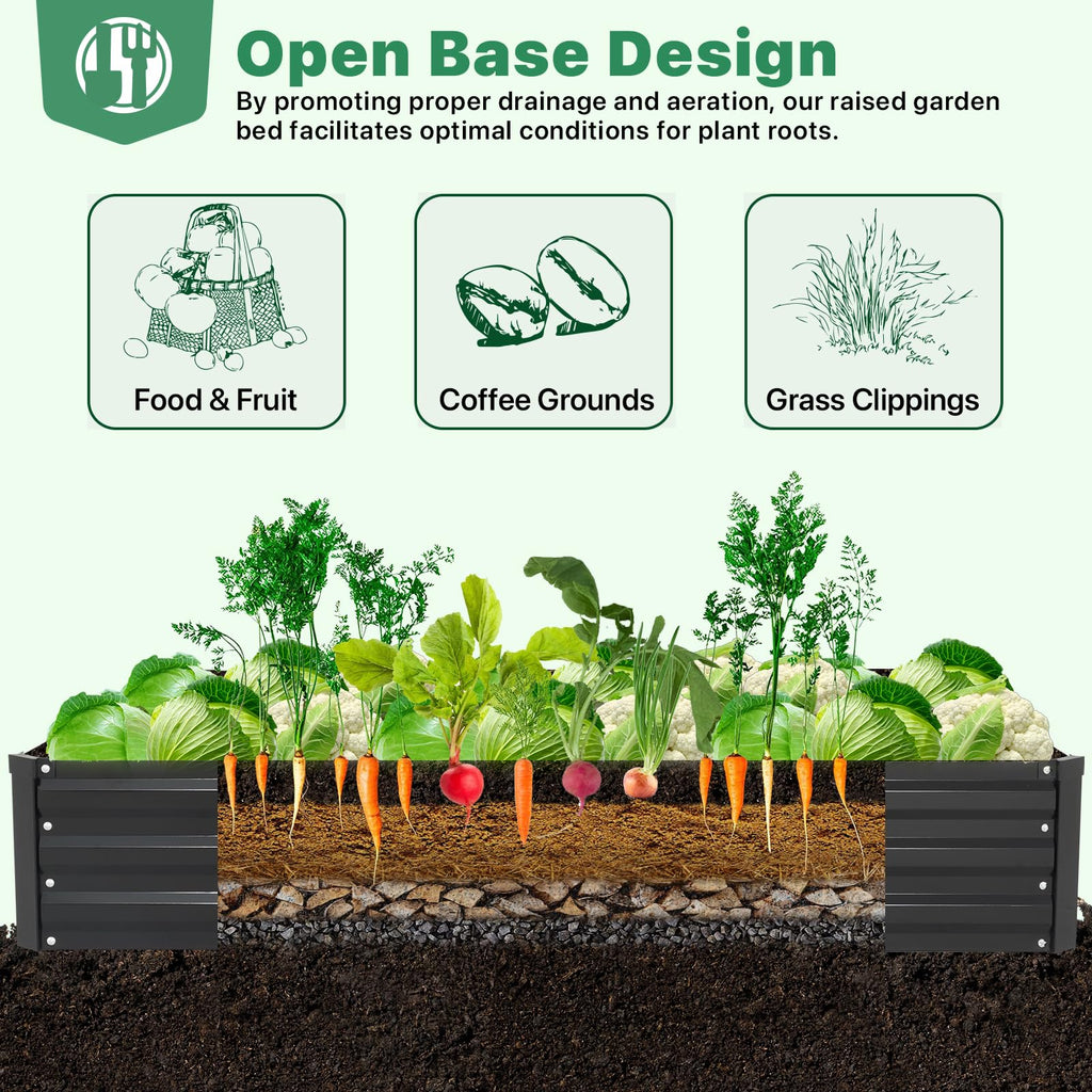 ONCEMORE Metal Raised Garden Beds Galvanized Elevated Planter Box Steel Vegetable Flower Bed Kit