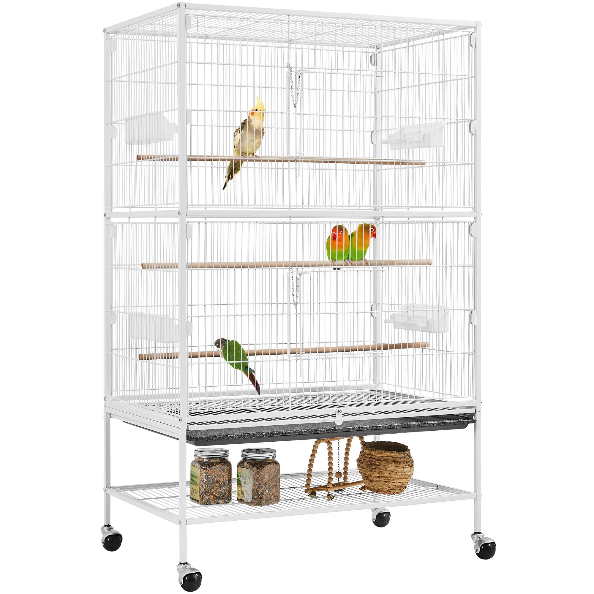 Yaheetech Wrought Steel Standing Large Flight King Bird Cage for Cockatiels African Grey Quaker Amazon Sun Parakeets Green Cheek Conures Pigeons Parrot Bird Cage Birdcage with Stand