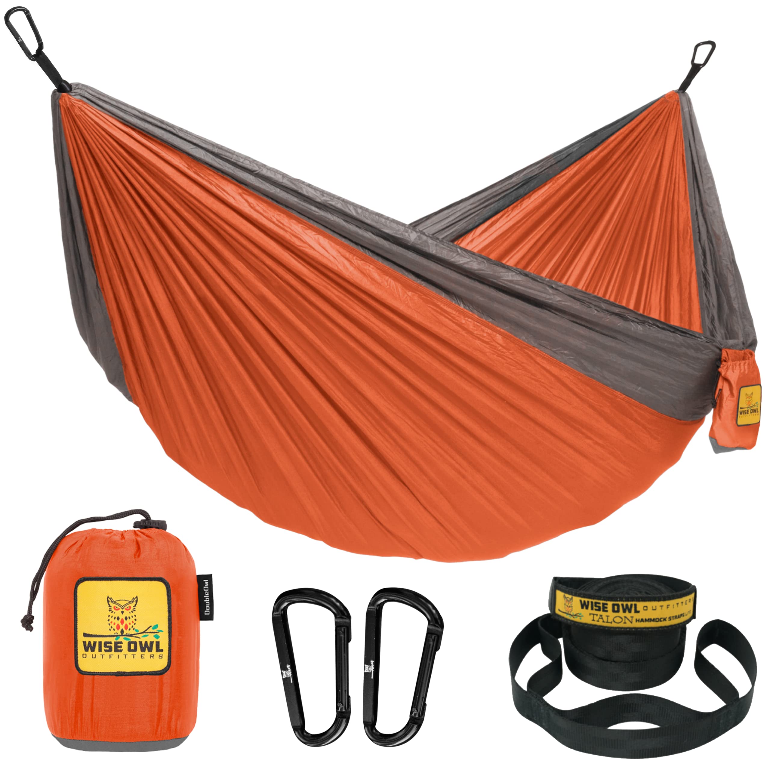 Wise Owl Outfitters Camping Hammock – 500lbs Portable Hammock with Tree Straps - Travel, Backpacking, Hiking, Outdoors Camping Gear - Single or Double