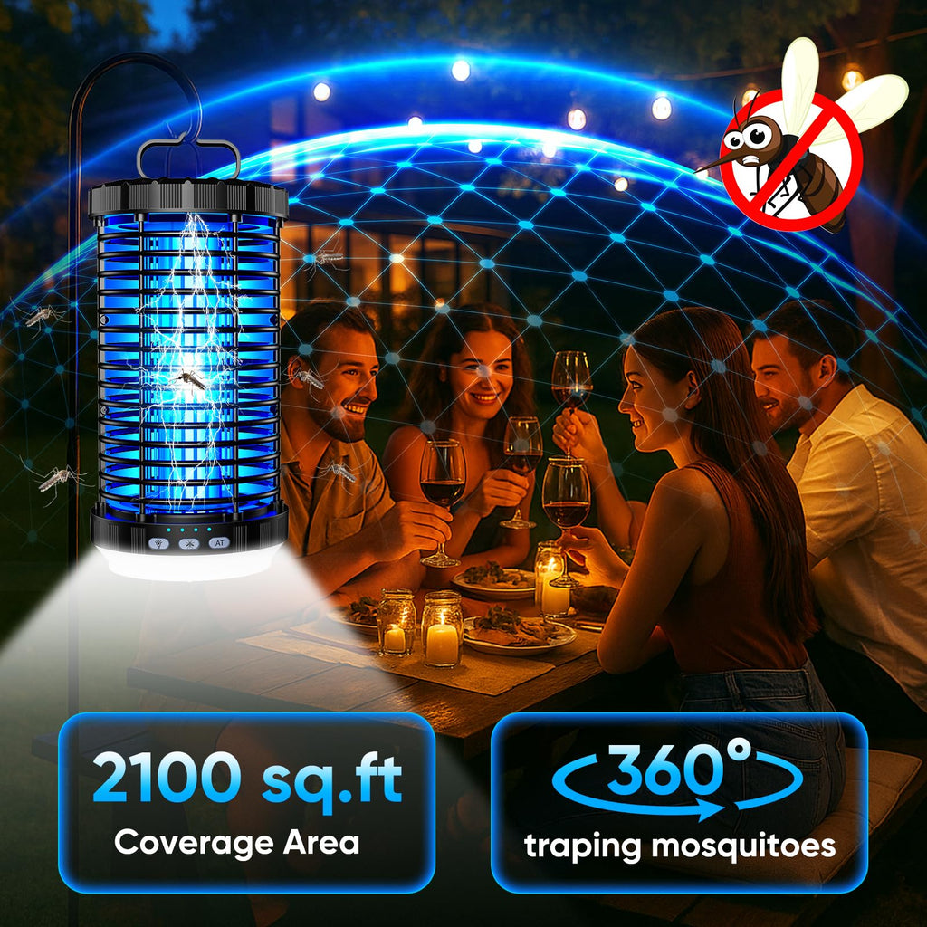 Bug Zapper Outdoor, 2026 Upgraded 3 in 1 Rechargeable Bug Zapper with 5000mAh Battery & LED Night Light