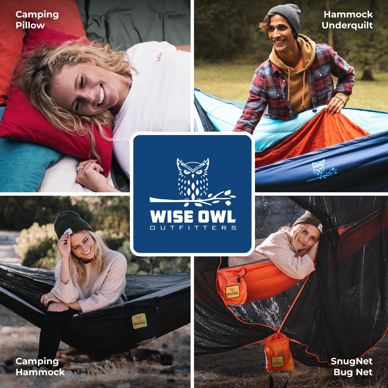 Wise Owl Outfitters Camping Hammock – 500lbs Portable Hammock with Tree Straps - Travel, Backpacking, Hiking, Outdoors Camping Gear - Single or Double