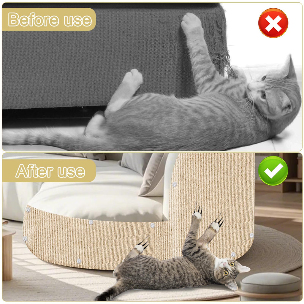 Cat Scratching Mat, 118.5"x15.9" Trimmable Self-Adhesive Cat Scratch Carpet, Couch Protector from Cats Claws, Furniture Corner Protectors for Cats, Indoor Furniture Protection for Chair