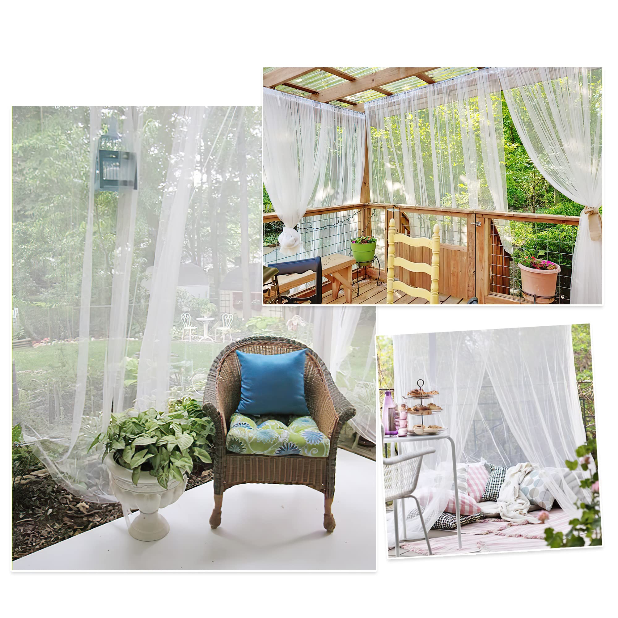 RYB HOME Outdoor Sheer Curtains for Mosquito Net, W118 x L98 inches