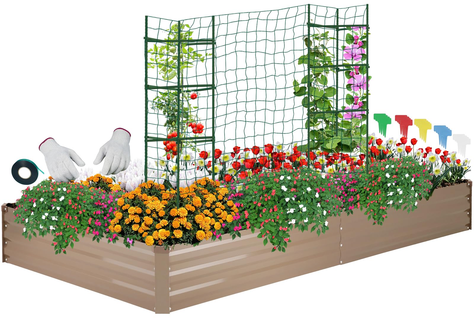 ONCEMORE Metal Raised Garden Beds Galvanized Elevated Planter Box Steel Vegetable Flower Bed Kit