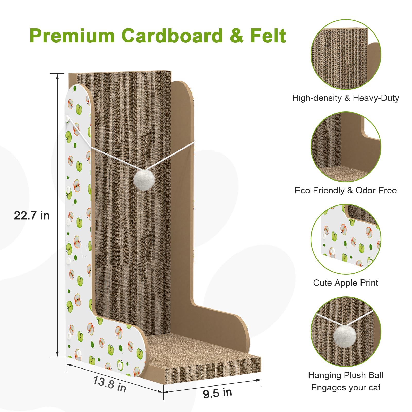 TIMHAKA Cat Scratching Board, Corrugate Cat Scratcher for Indoor Cats with Catnip, Cat Scratch Pad with Premium Scratch Textures Design, Cardboard Cat Scratcher with Double-Sided Usability