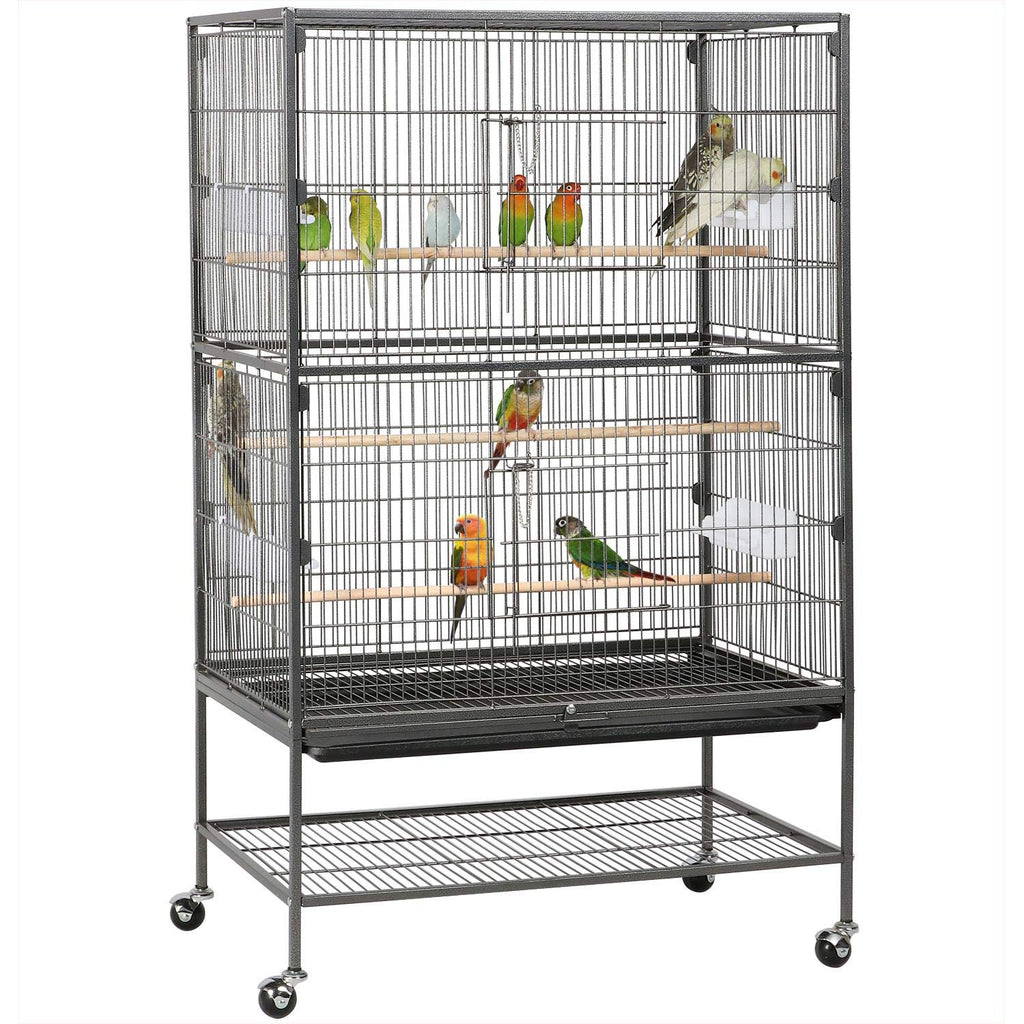 Yaheetech Wrought Steel Standing Large Flight King Bird Cage for Cockatiels African Grey Quaker Amazon Sun Parakeets Green Cheek Conures Pigeons Parrot Bird Cage Birdcage with Stand