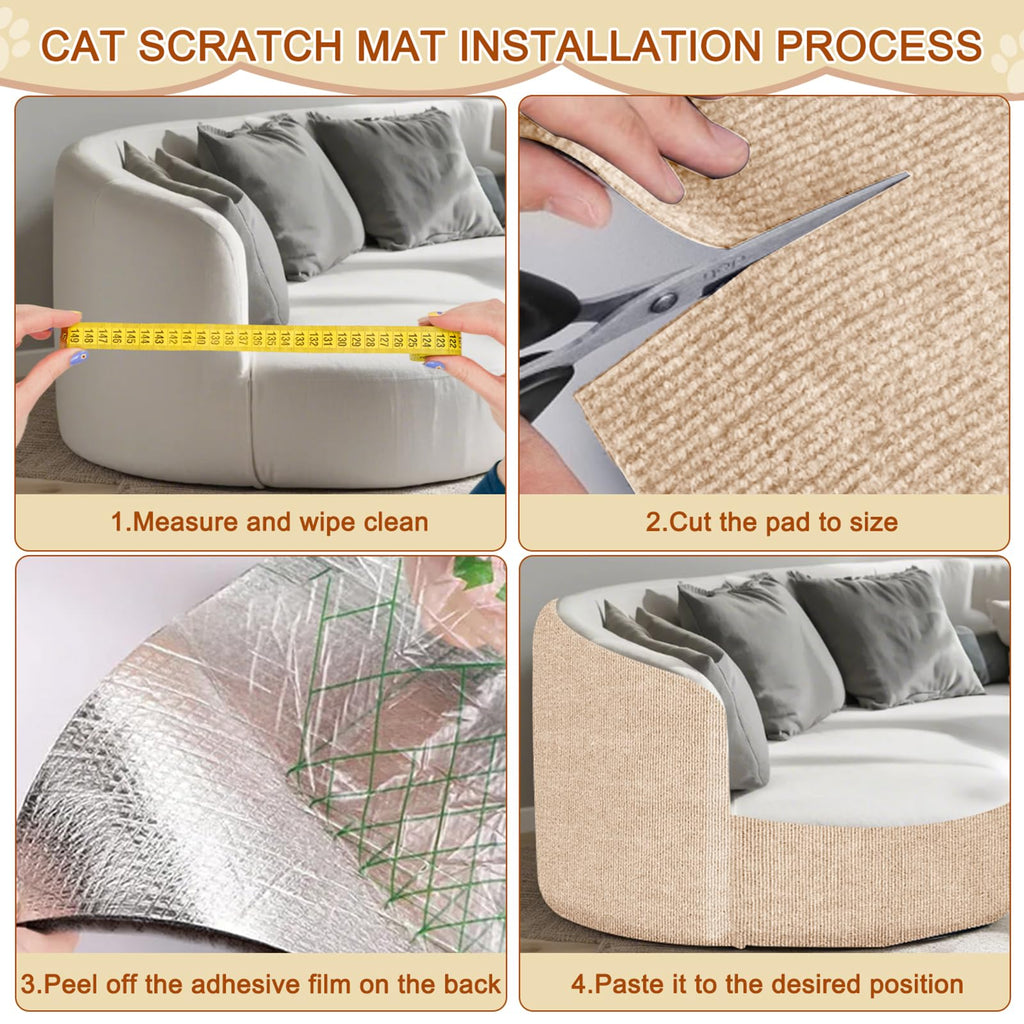 Cat Scratching Mat, 118.5"x15.9" Trimmable Self-Adhesive Cat Scratch Carpet, Couch Protector from Cats Claws, Furniture Corner Protectors for Cats, Indoor Furniture Protection for Chair