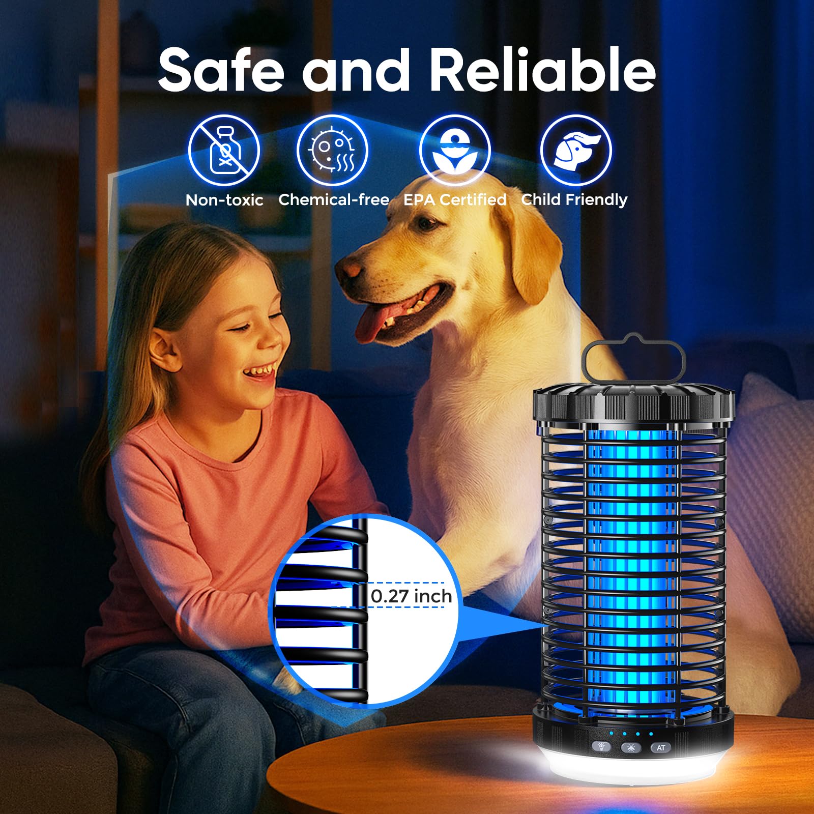 Bug Zapper Outdoor, 2026 Upgraded 3 in 1 Rechargeable Bug Zapper with 5000mAh Battery & LED Night Light