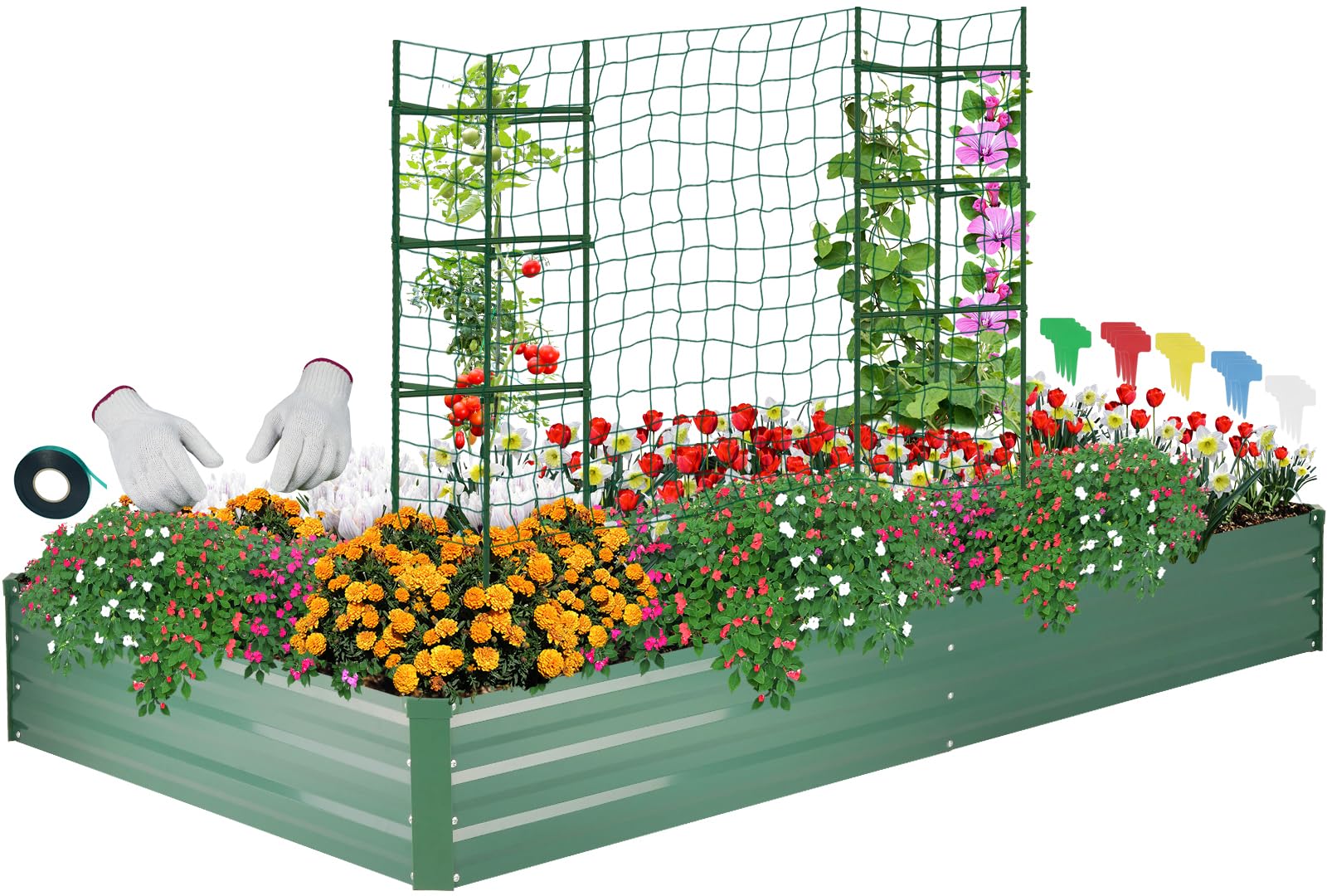 ONCEMORE Metal Raised Garden Beds Galvanized Elevated Planter Box Steel Vegetable Flower Bed Kit