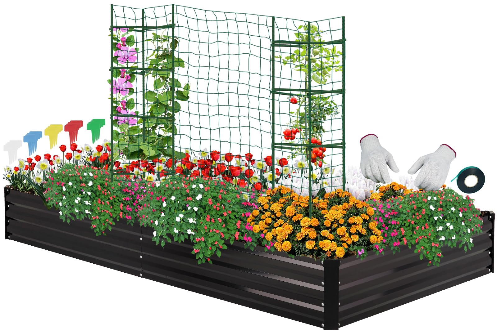 ONCEMORE Metal Raised Garden Beds Galvanized Elevated Planter Box Steel Vegetable Flower Bed Kit