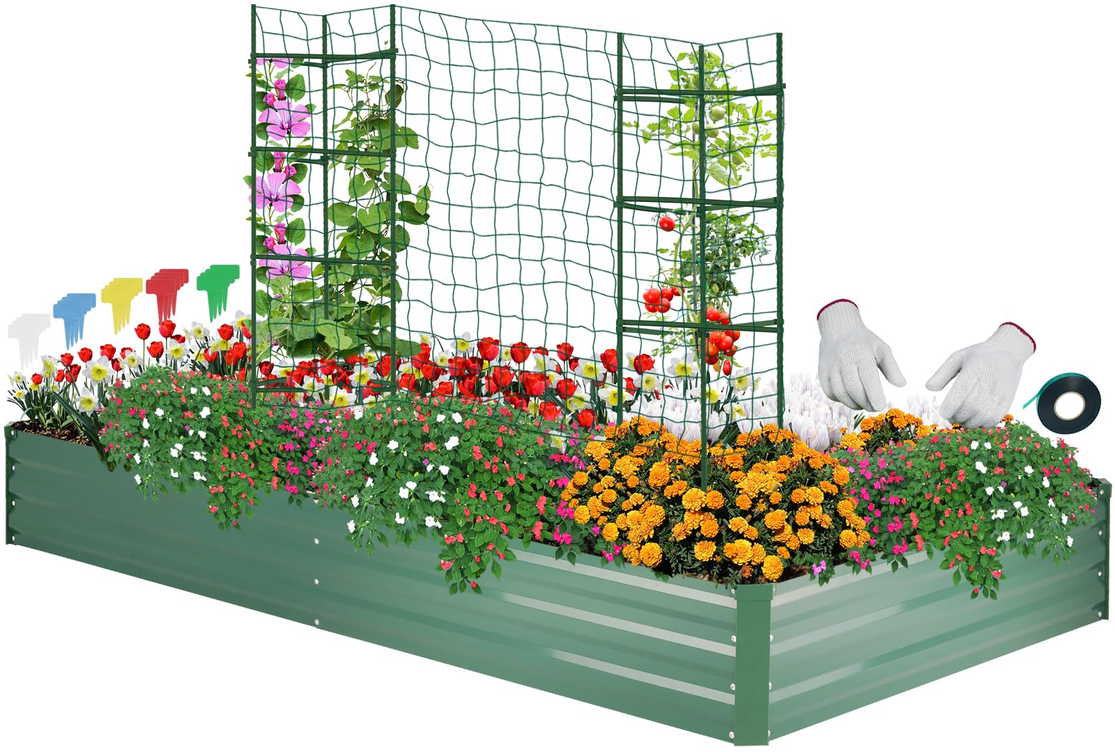 ONCEMORE Metal Raised Garden Beds Galvanized Elevated Planter Box Steel Vegetable Flower Bed Kit