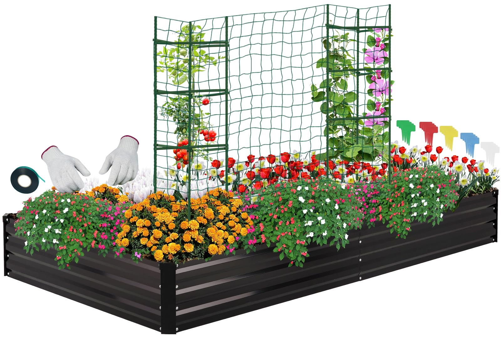 ONCEMORE Metal Raised Garden Beds Galvanized Elevated Planter Box Steel Vegetable Flower Bed Kit