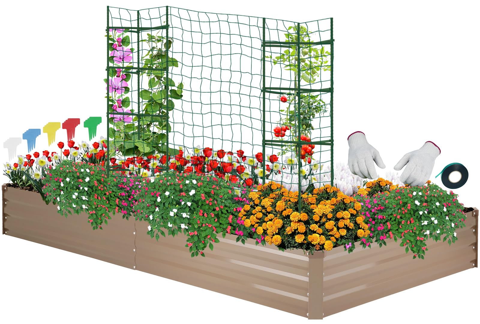 ONCEMORE Metal Raised Garden Beds Galvanized Elevated Planter Box Steel Vegetable Flower Bed Kit