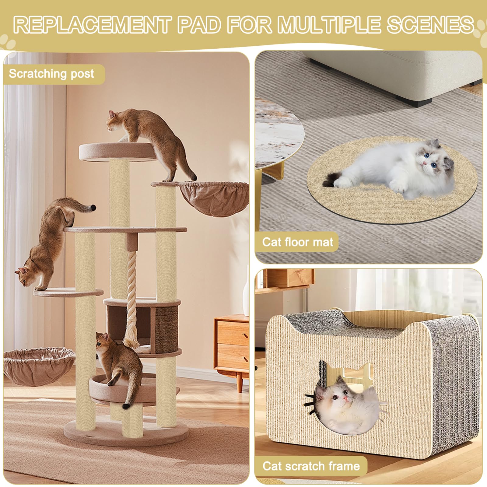 Cat Scratching Mat, 118.5"x15.9" Trimmable Self-Adhesive Cat Scratch Carpet, Couch Protector from Cats Claws, Furniture Corner Protectors for Cats, Indoor Furniture Protection for Chair