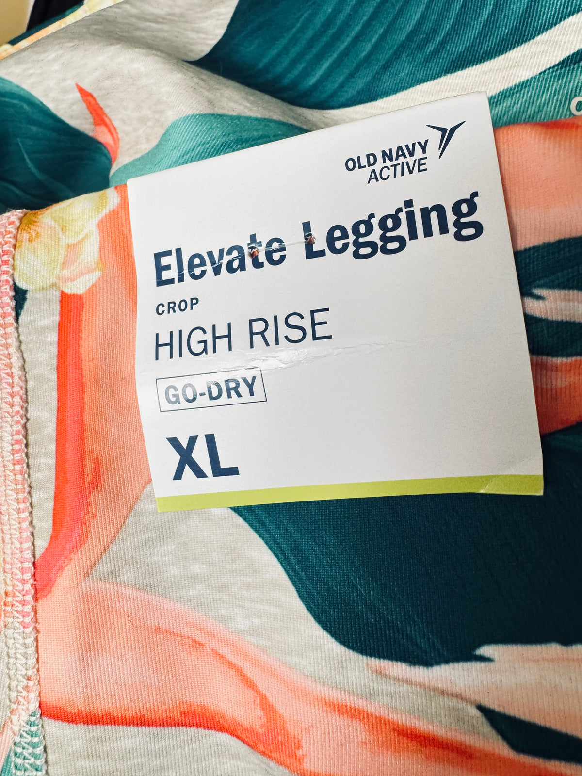 Pre-Owned High Rise Elevate Athletic Cropped Leggings Women’s XL Green Orange White Black Yellow