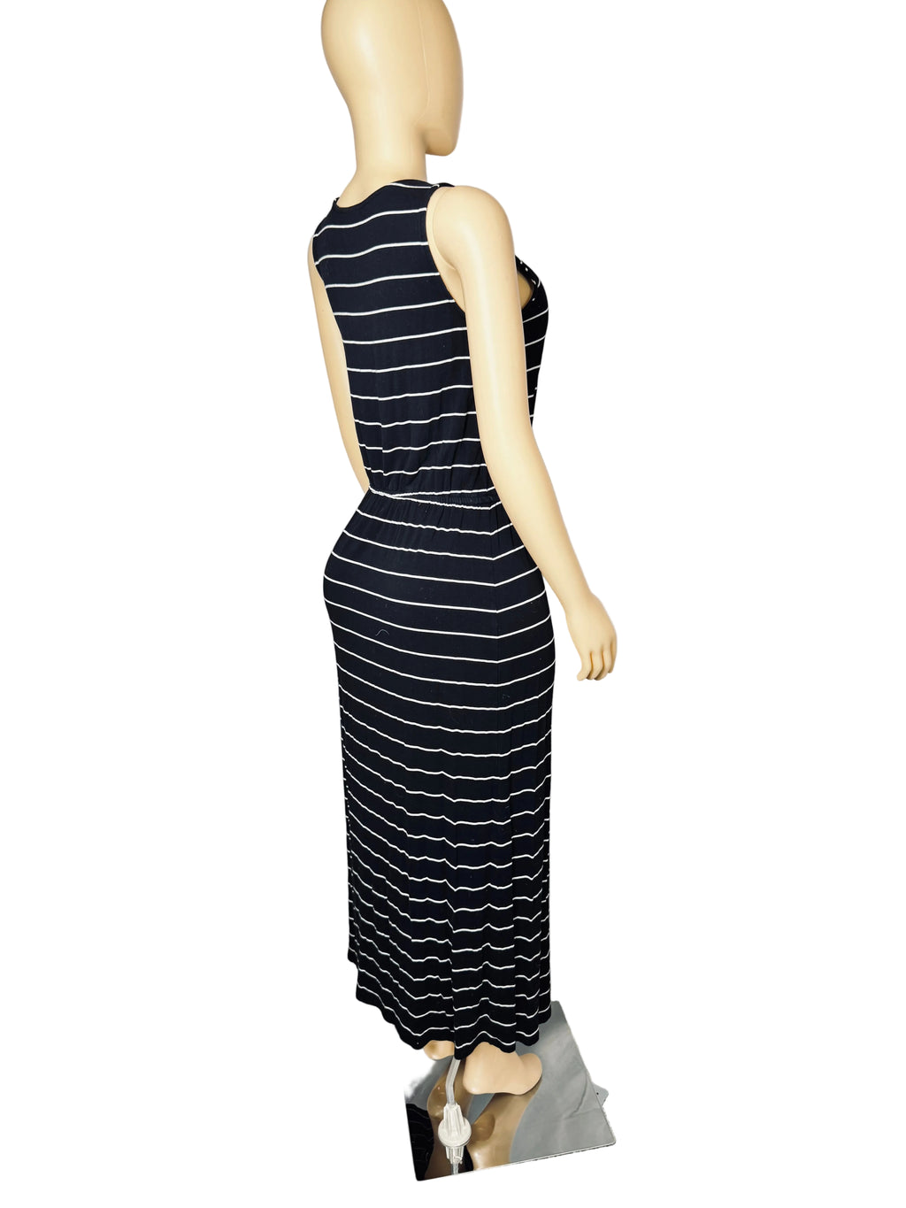 90s Vintange Merona Black & White Striped Maxi Dress Women’s Small
