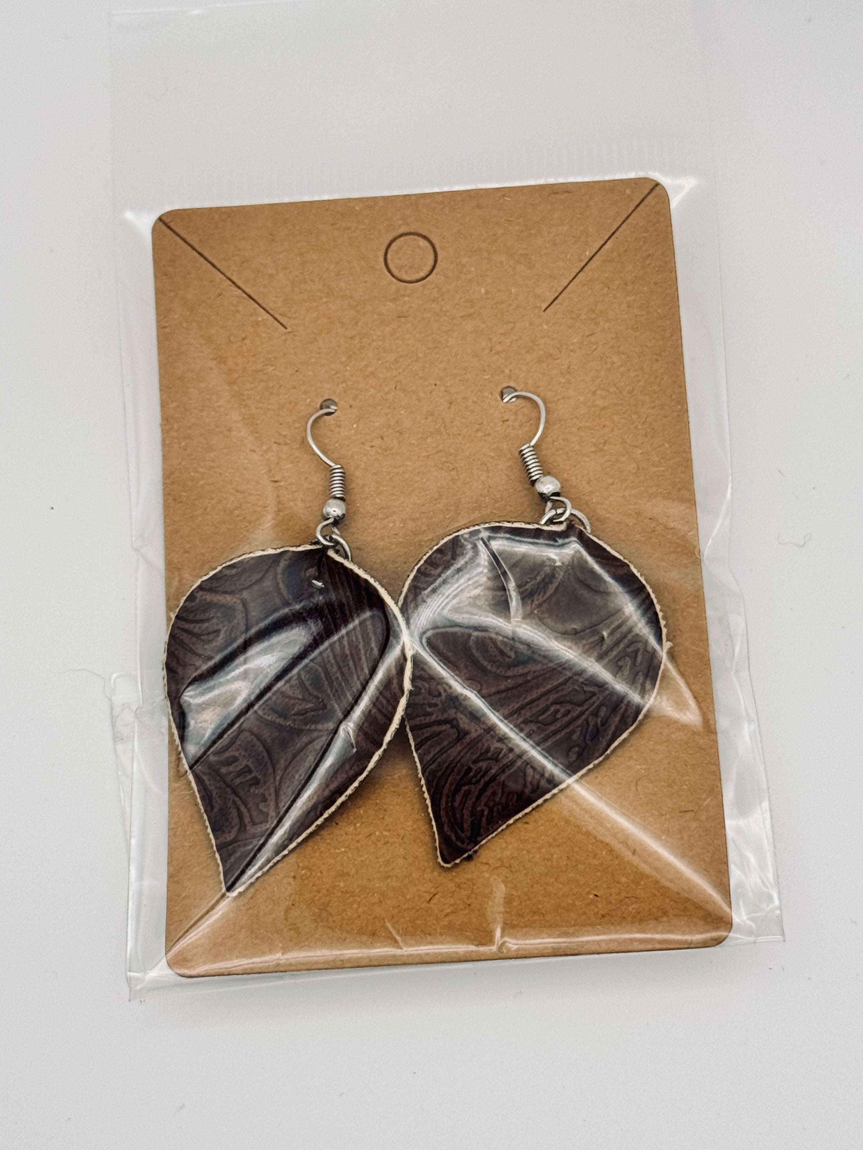 Leaf Dangle Earrings - Like New Handmade Pair