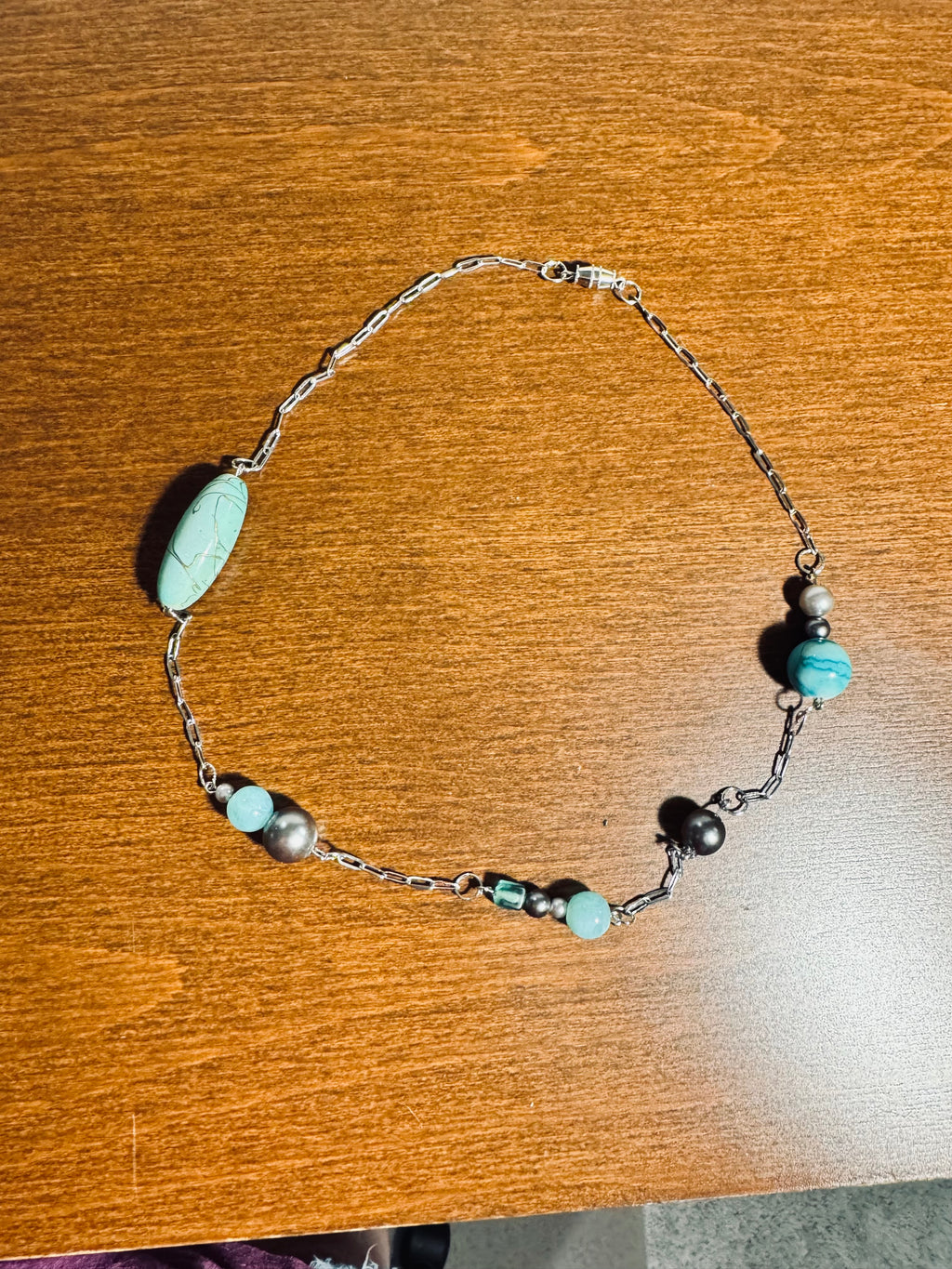 Handcrafted Pearl, Agate, & Aquamarine Quartz Statement Necklace – Upcycled Eco-Friendly Jewelry