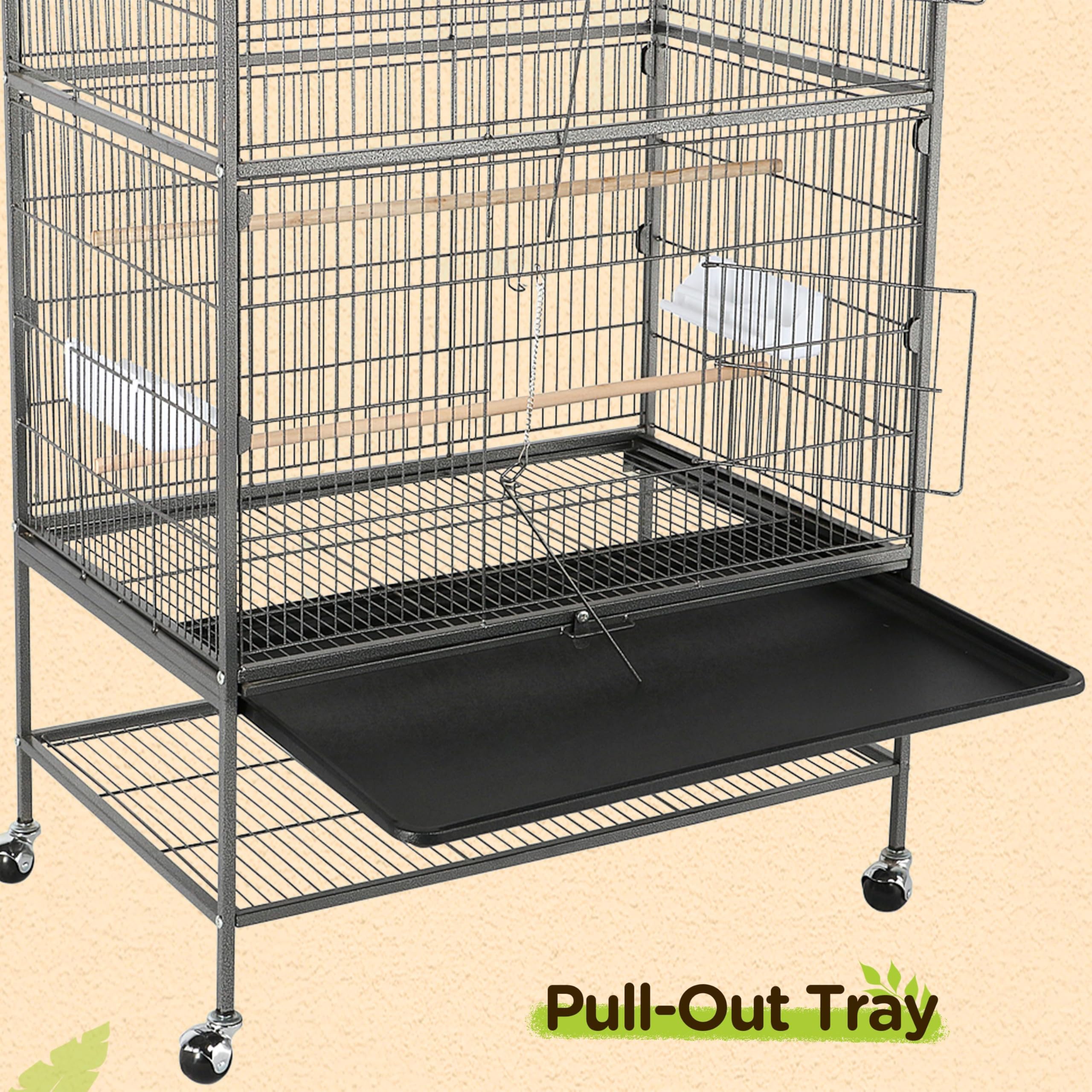 Yaheetech Wrought Steel Standing Large Flight King Bird Cage for Cockatiels African Grey Quaker Amazon Sun Parakeets Green Cheek Conures Pigeons Parrot Bird Cage Birdcage with Stand