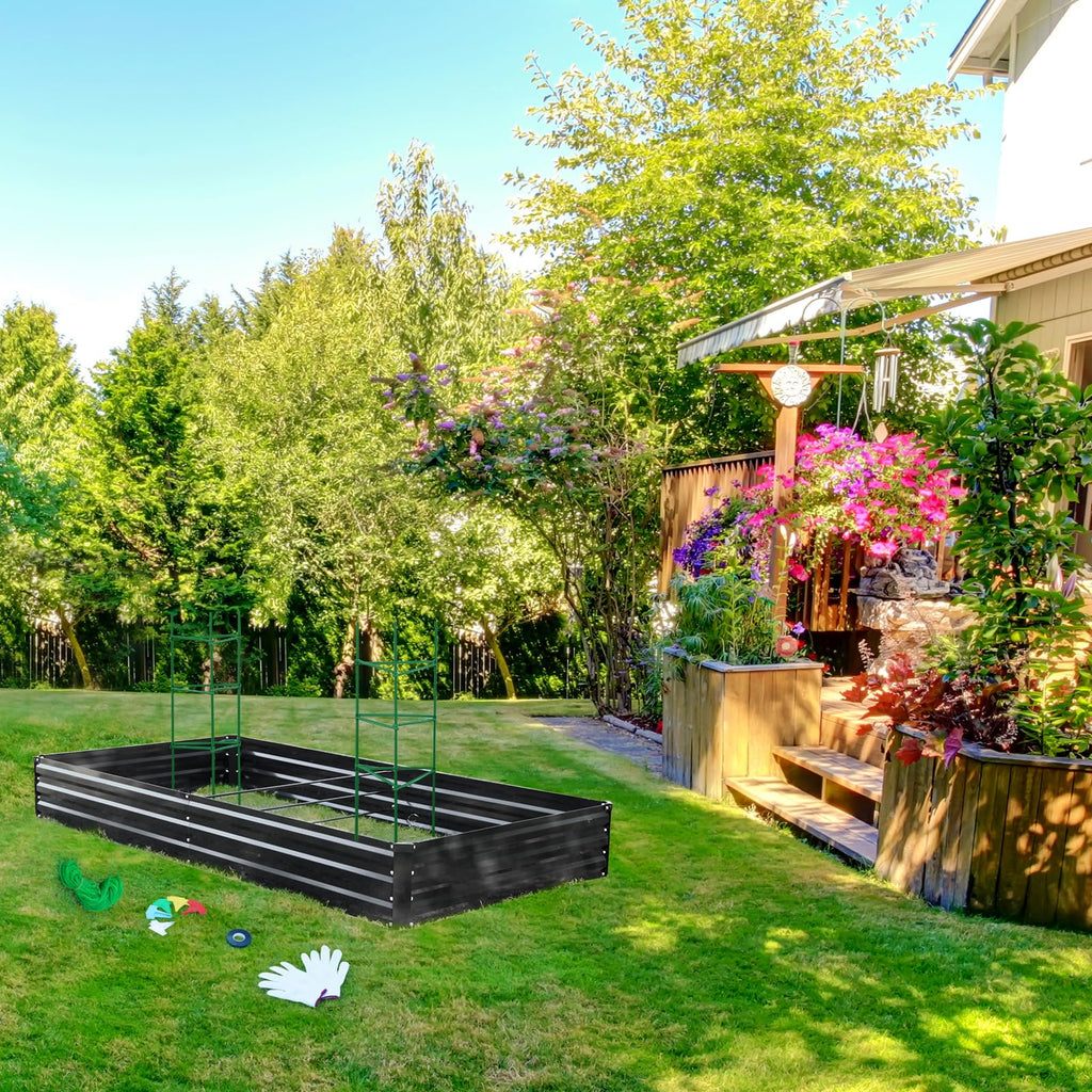 ONCEMORE Metal Raised Garden Beds Galvanized Elevated Planter Box Steel Vegetable Flower Bed Kit