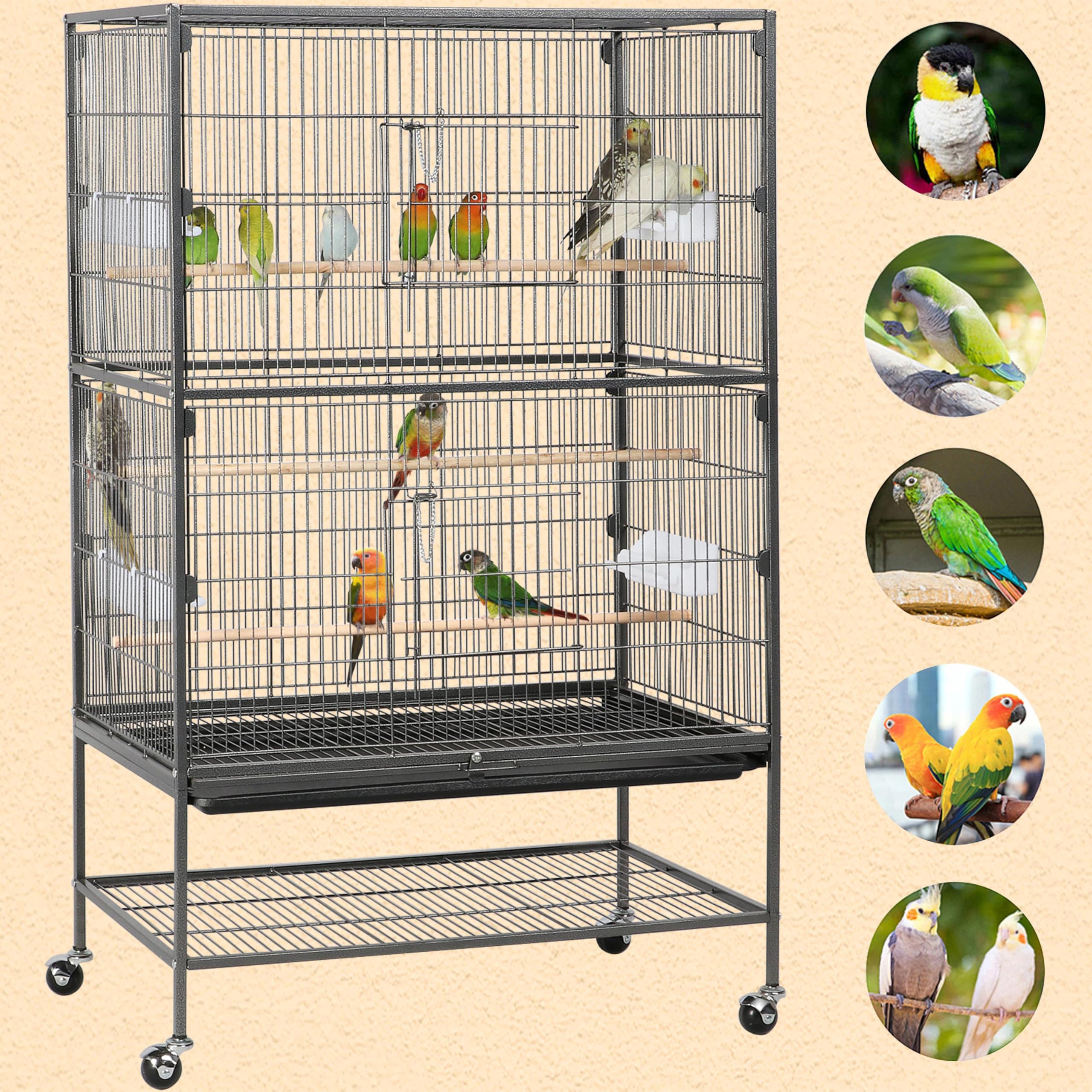 Yaheetech Wrought Steel Standing Large Flight King Bird Cage for Cockatiels African Grey Quaker Amazon Sun Parakeets Green Cheek Conures Pigeons Parrot Bird Cage Birdcage with Stand