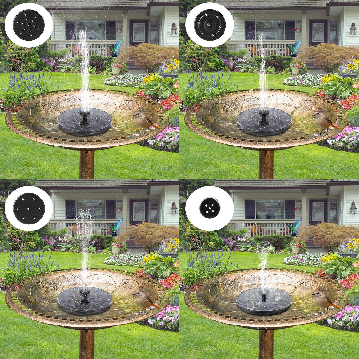 Mademax 1W Solar Bird Bath Fountain Pump, Solar Fountain, Free Standing Floating Solar Powered Water Fountain Pump for Bird Bath, Garden, Pond, Pool, Outdoor