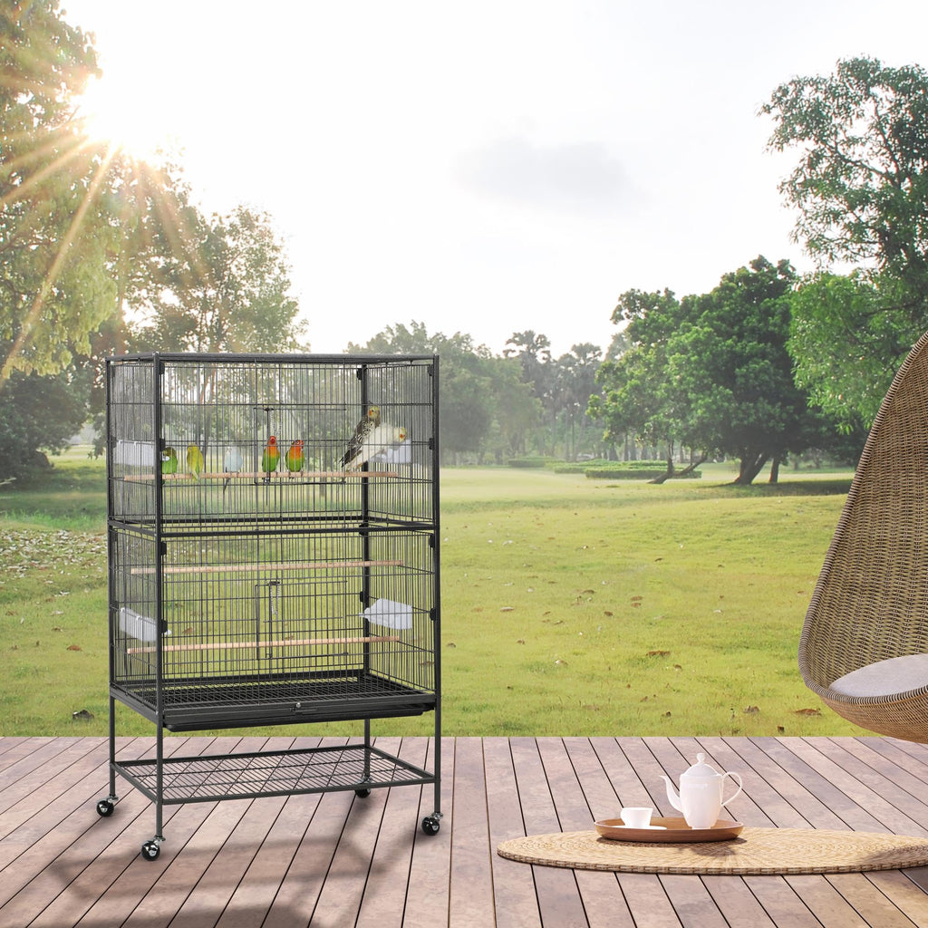 Yaheetech Wrought Steel Standing Large Flight King Bird Cage for Cockatiels African Grey Quaker Amazon Sun Parakeets Green Cheek Conures Pigeons Parrot Bird Cage Birdcage with Stand