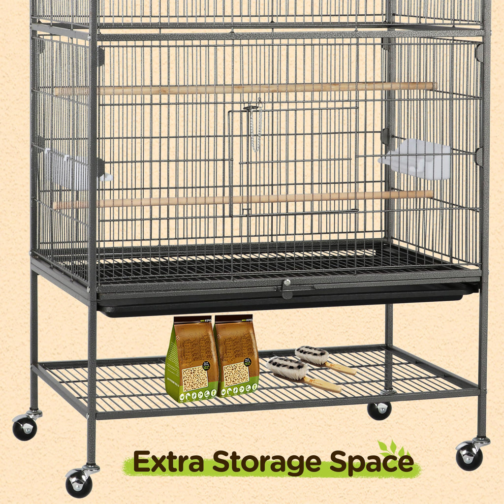 Yaheetech Wrought Steel Standing Large Flight King Bird Cage for Cockatiels African Grey Quaker Amazon Sun Parakeets Green Cheek Conures Pigeons Parrot Bird Cage Birdcage with Stand
