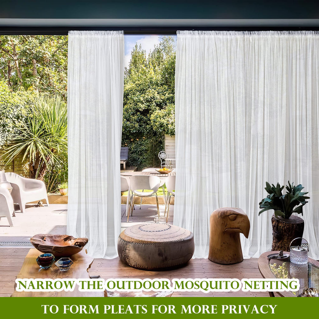 RYB HOME Outdoor Sheer Curtains for Mosquito Net, W118 x L98 inches
