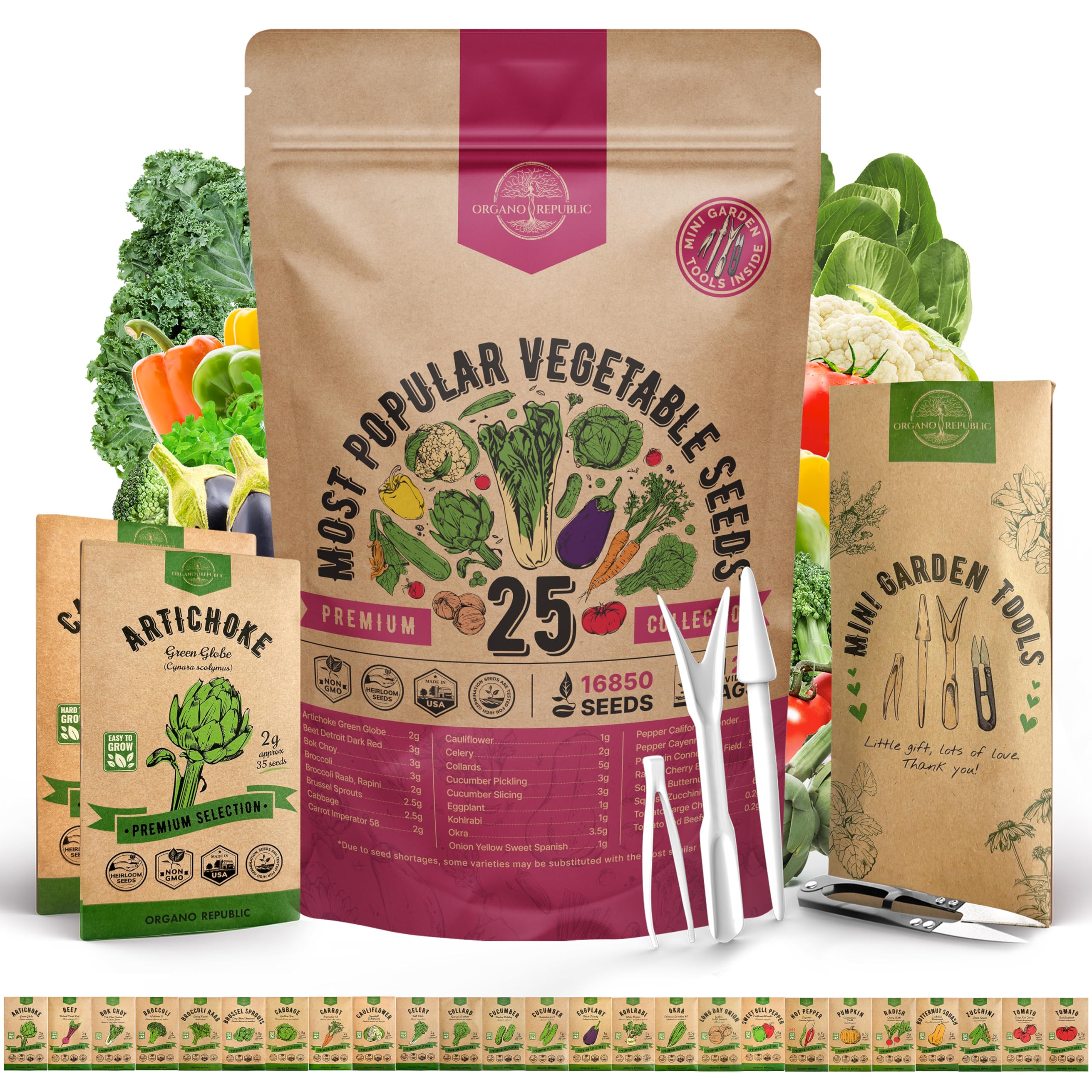 Vegetable Seeds Variety Pack - Non-GMO Heirloom Seeds for Planting Vegetables and Fruits in Individual Seed Packets, Garden Seed for Hydroponic, Indoor and Outdoors Gardening