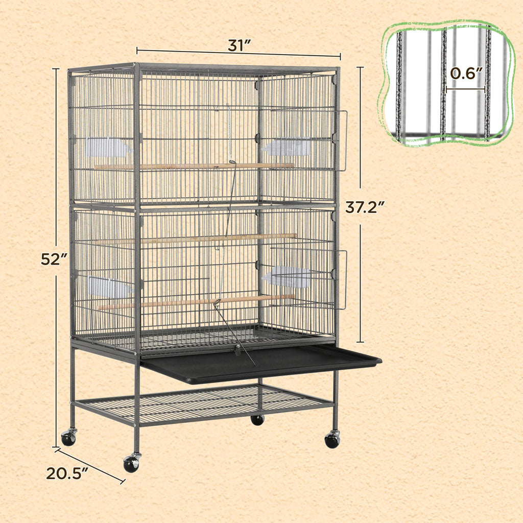 Yaheetech Wrought Steel Standing Large Flight King Bird Cage for Cockatiels African Grey Quaker Amazon Sun Parakeets Green Cheek Conures Pigeons Parrot Bird Cage Birdcage with Stand