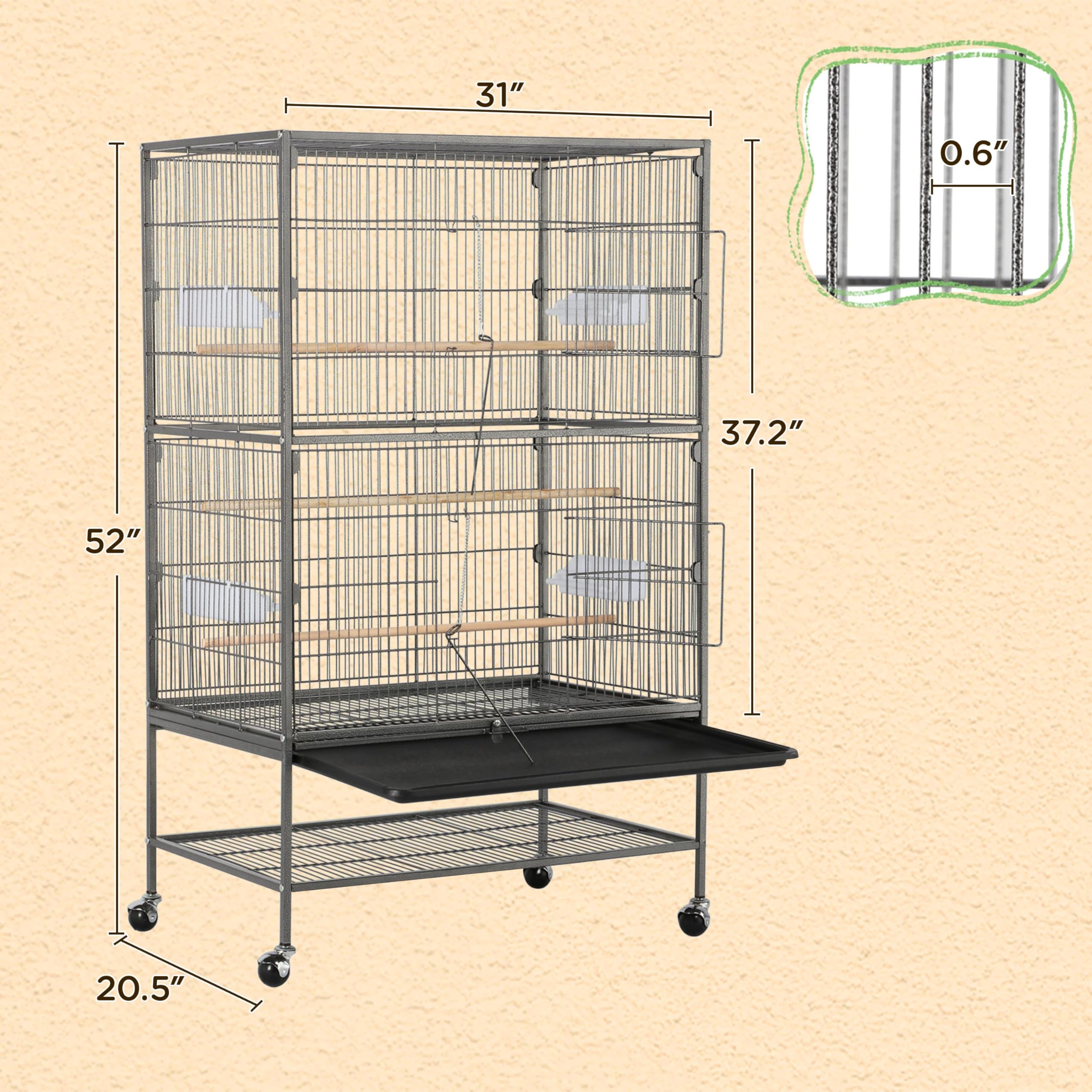 Yaheetech Wrought Steel Standing Large Flight King Bird Cage for Cockatiels African Grey Quaker Amazon Sun Parakeets Green Cheek Conures Pigeons Parrot Bird Cage Birdcage with Stand