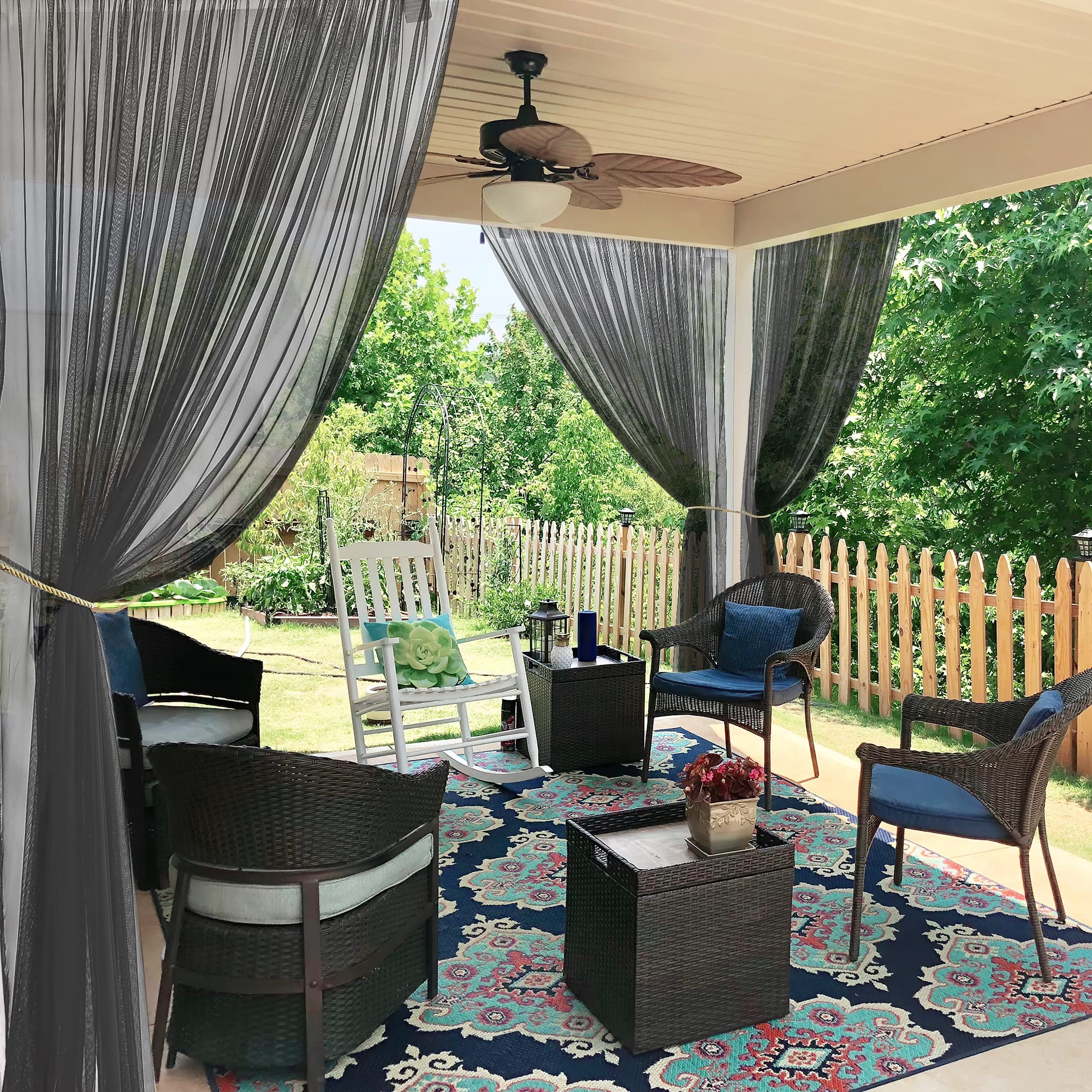 RYB HOME Outdoor Sheer Curtains for Mosquito Net, W118 x L98 inches