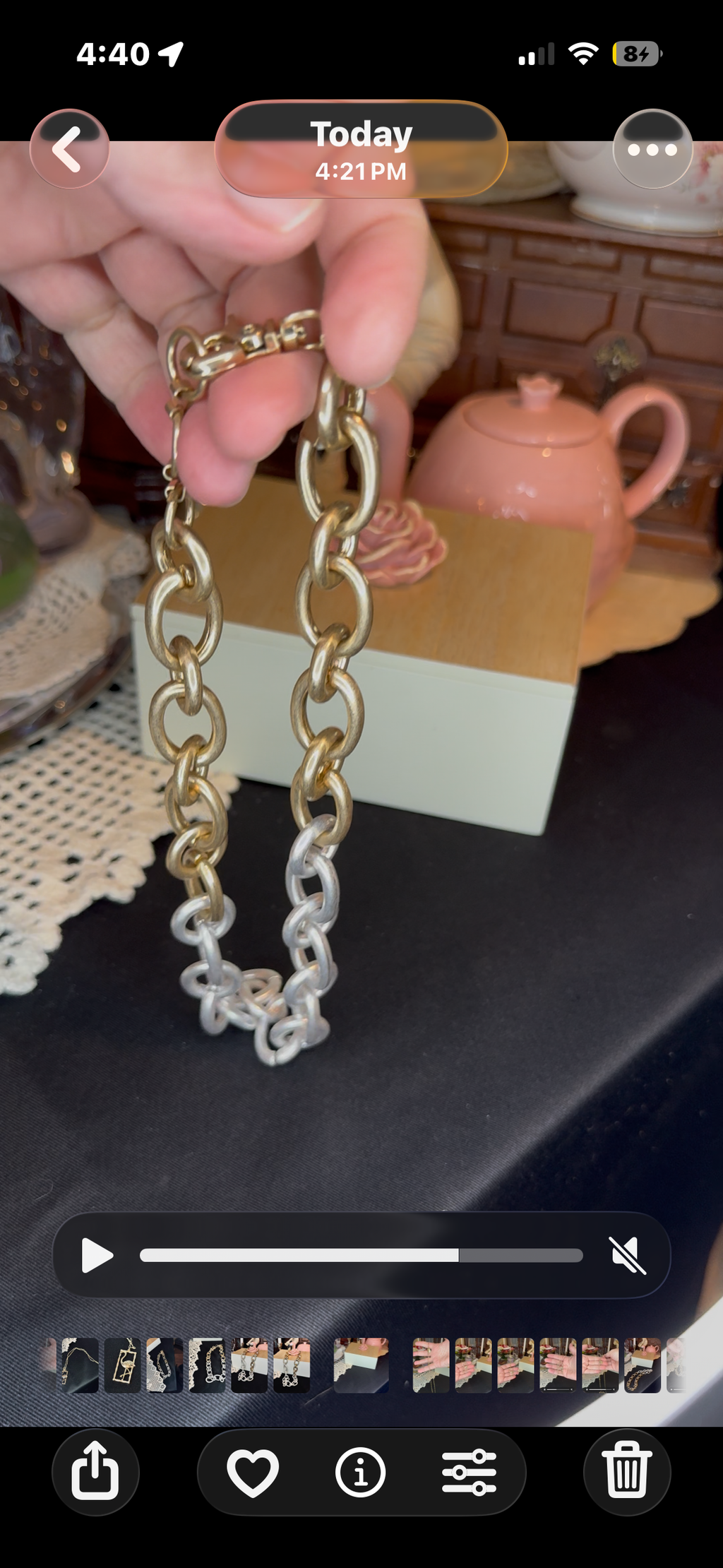 Canvas Style Two-Tone Mixed Metal Chunky Link Necklace