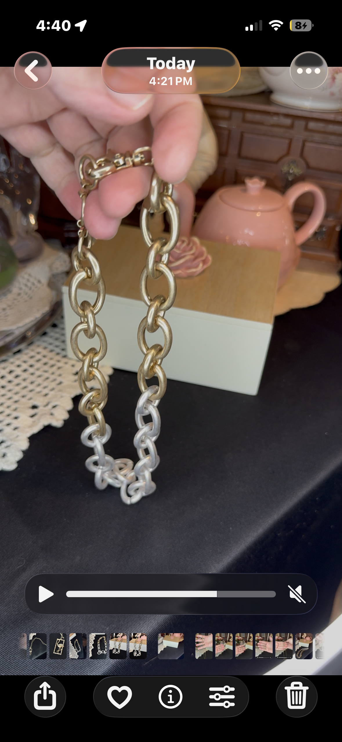 Canvas Style Two-Tone Mixed Metal Chunky Link Necklace