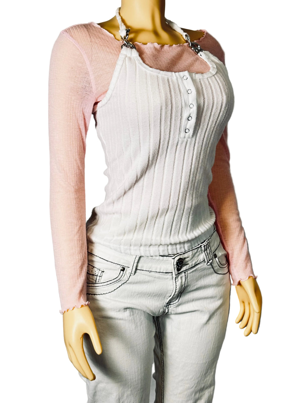 SHEIN Halter V-Neck Adjustable Medium Summer Basic Women's White Crop Top Tank