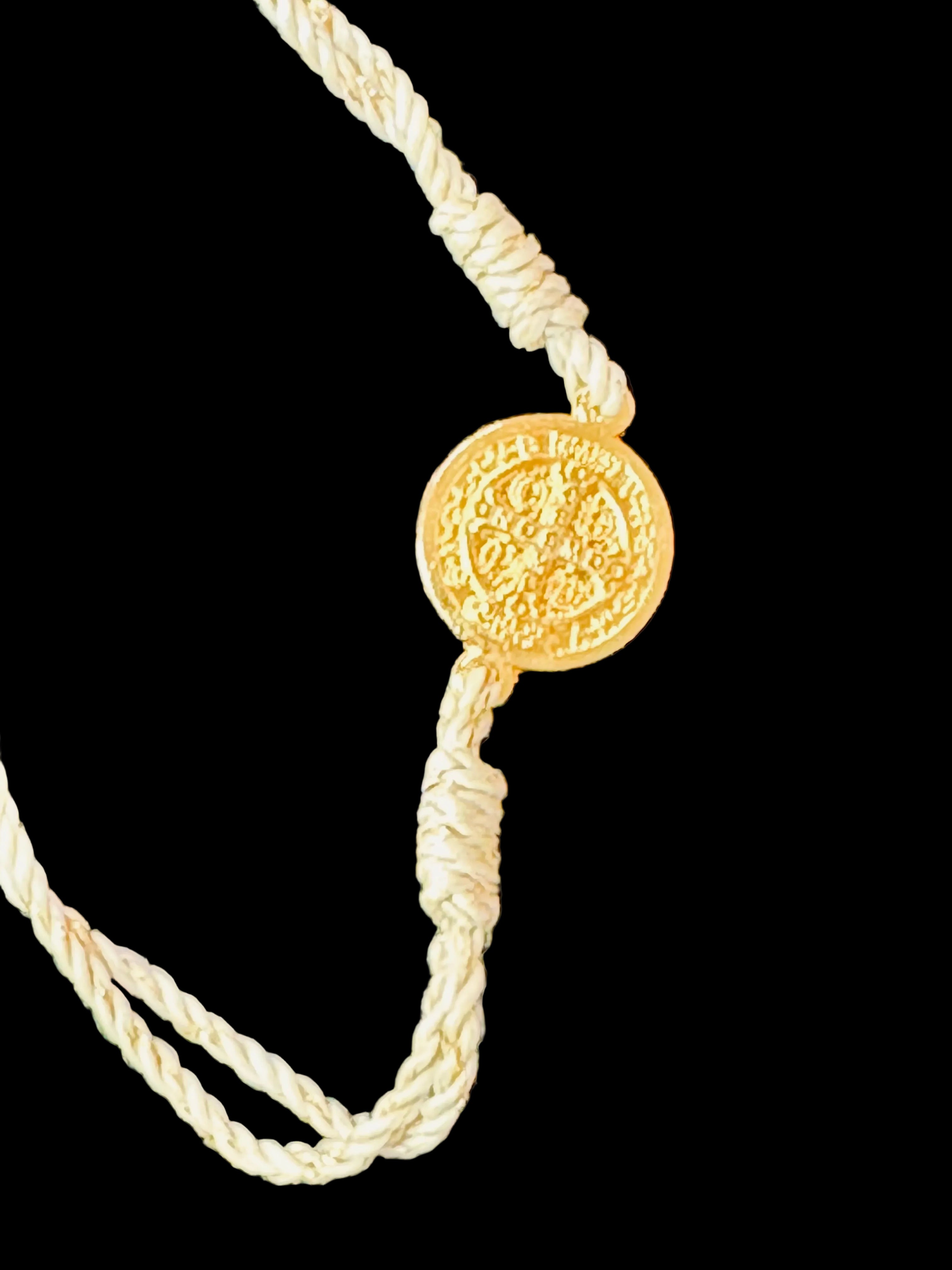 Old-World St. Benedict Medal Woven Cord Protection Bracelet