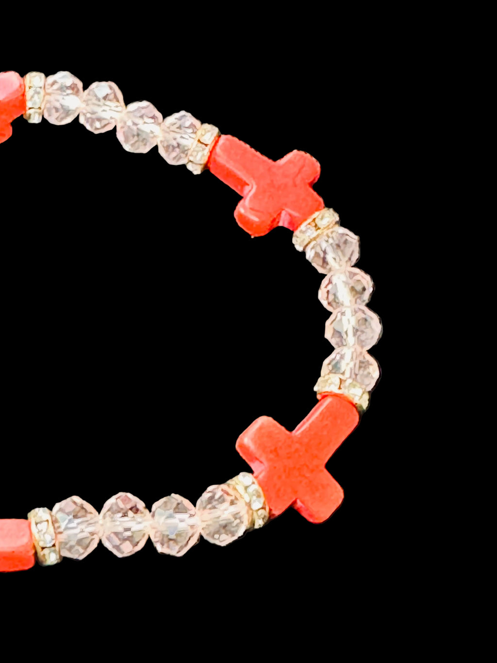 Shimmering Crystal & Terracotta Cross Stackable Bracelets