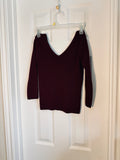Vintage 90s Newport News Jeanology Ribbed V-Neck Sweater | Burgundy Marone Knit, M/L
