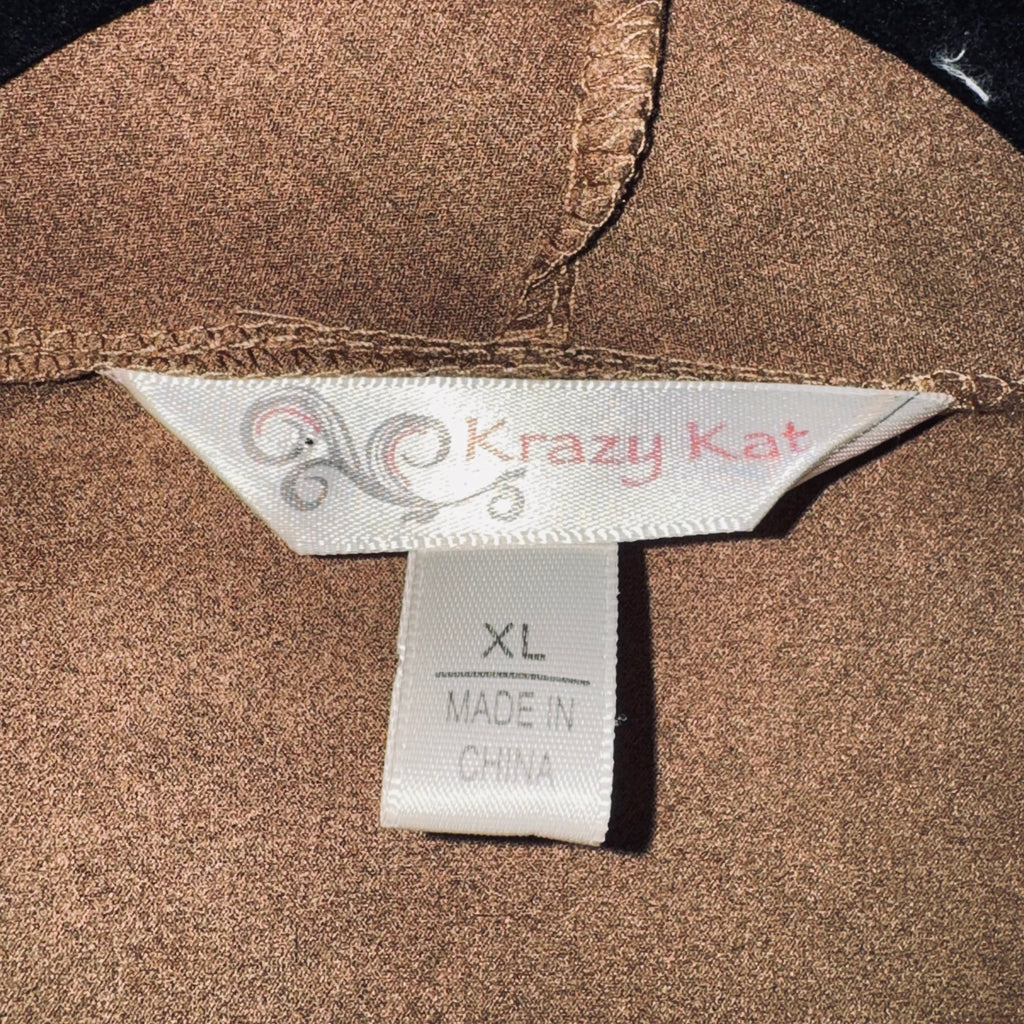 Kraft Kat Brown Laser-Cut Draped Open-Front Cardigan