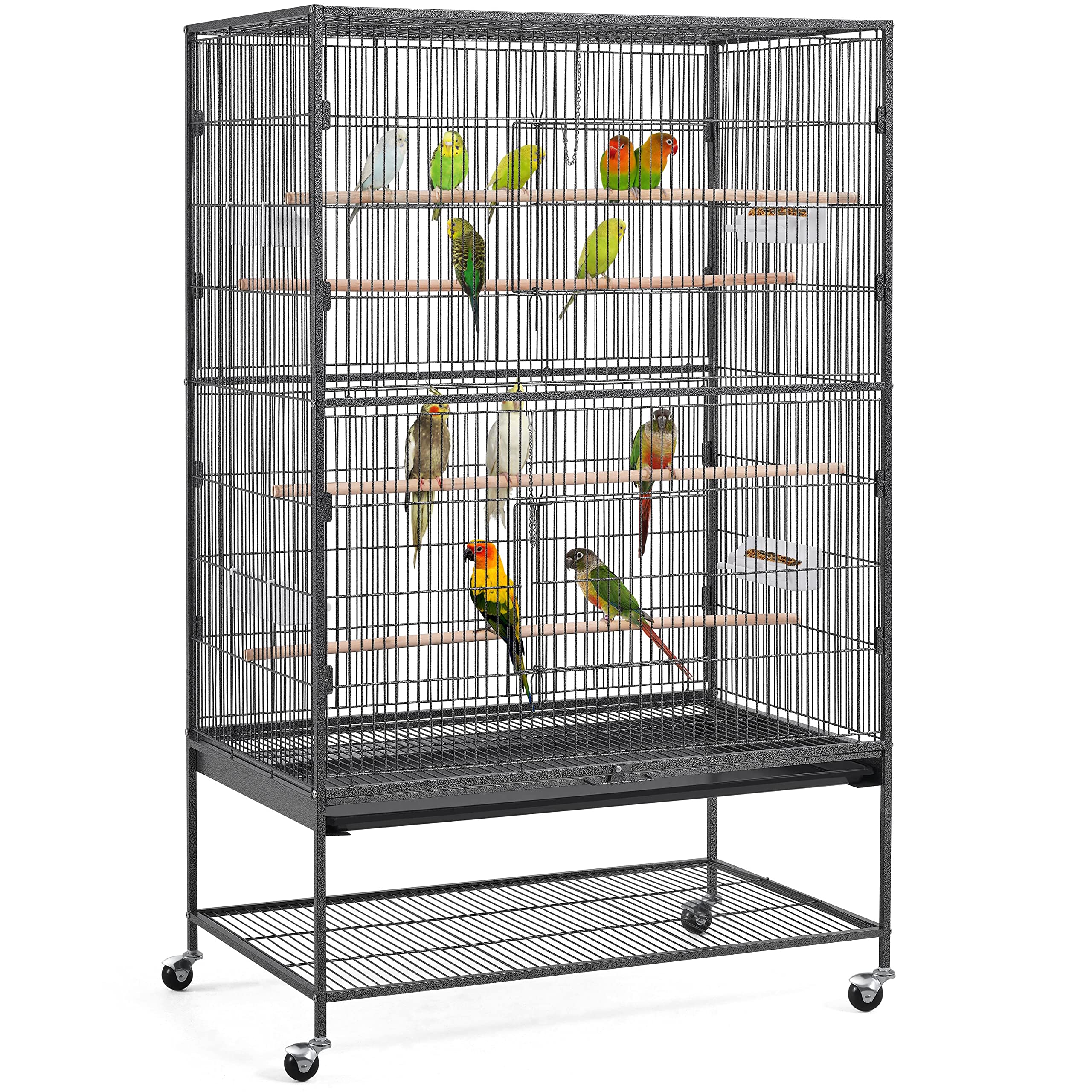 Yaheetech Wrought Steel Standing Large Flight King Bird Cage for Cockatiels African Grey Quaker Amazon Sun Parakeets Green Cheek Conures Pigeons Parrot Bird Cage Birdcage with Stand