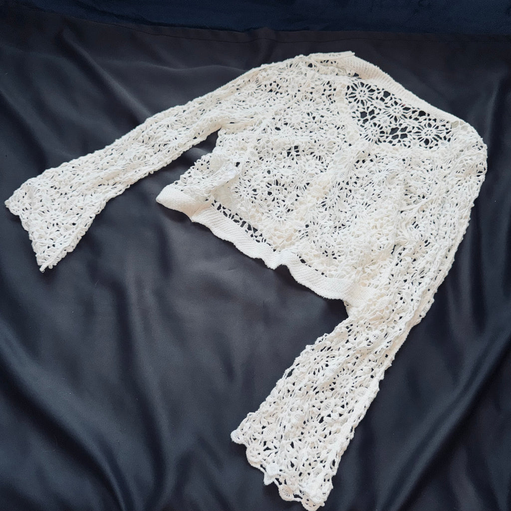 Francesca's White Crochet Cotton Top