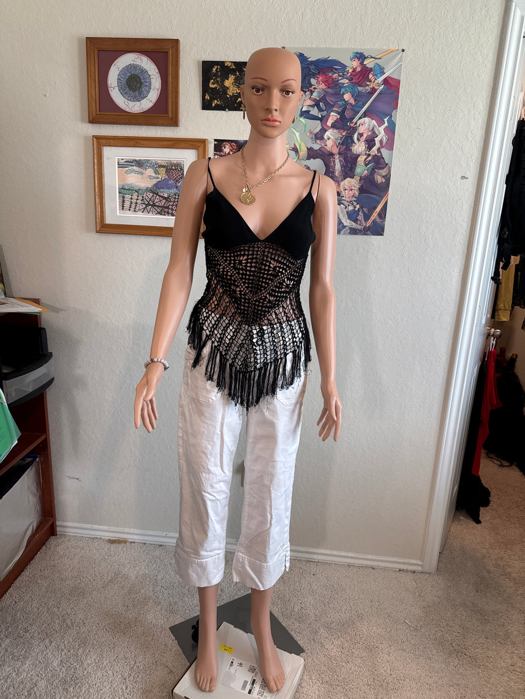 Upcycled Victoria’s Secret Size Medium Black Crochet Summer Top – Thrift Flip