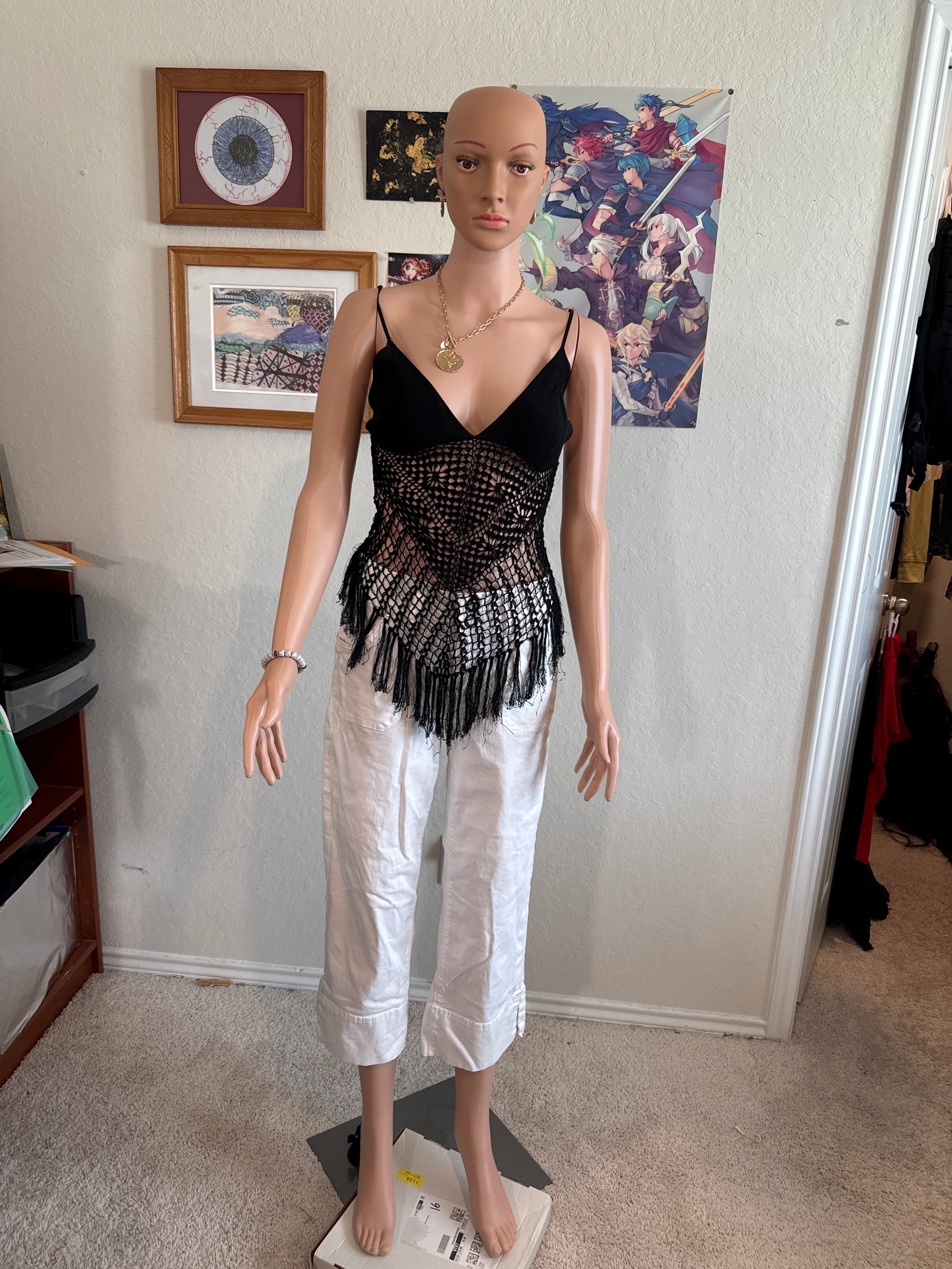 Upcycled Victoria’s Secret Size Medium Black Crochet Summer Top – Thrift Flip