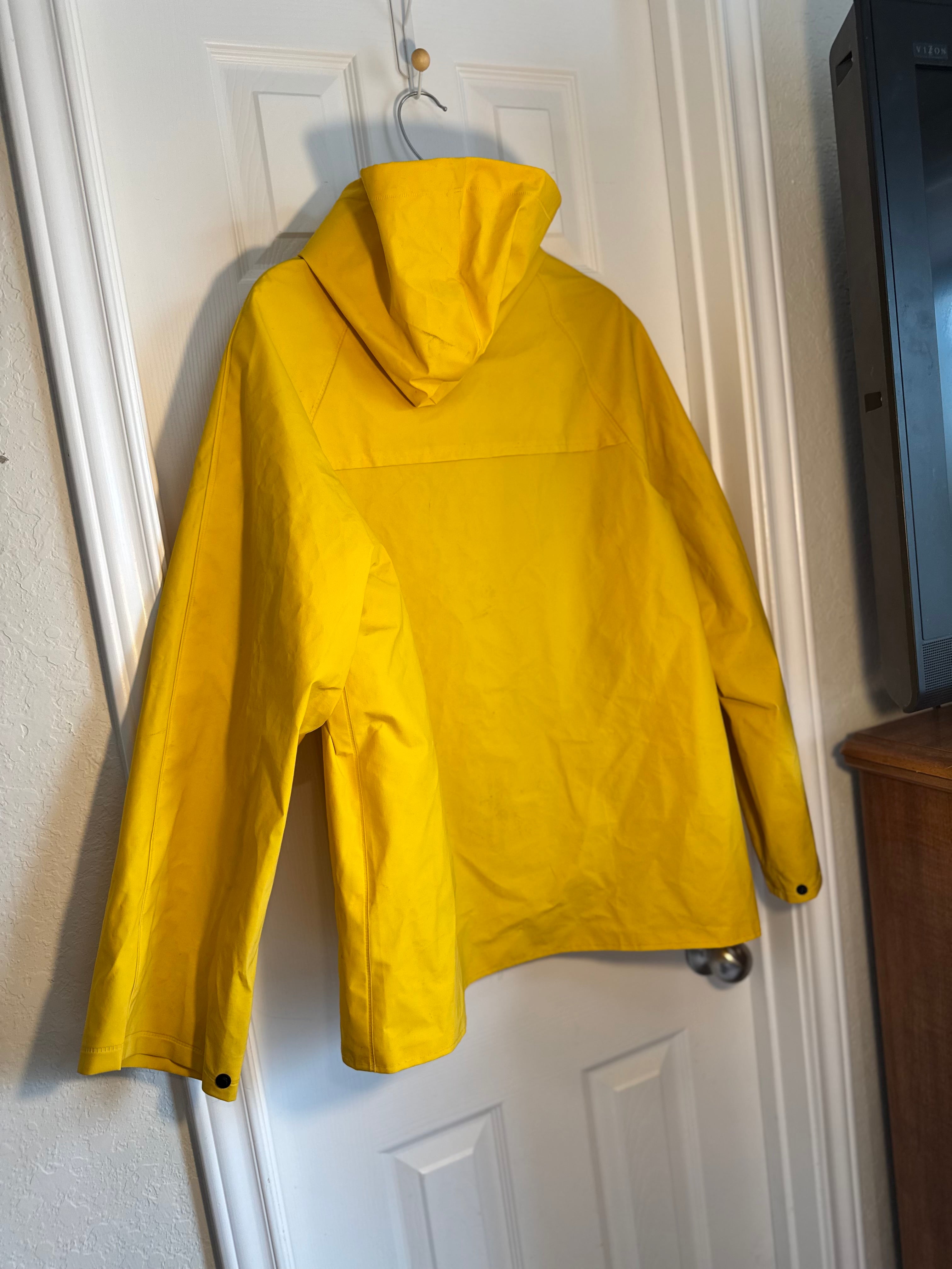 Vintage Spitfire Gleneagles Yellow Raincoat Plaid Lined Slicker Jacket M/L